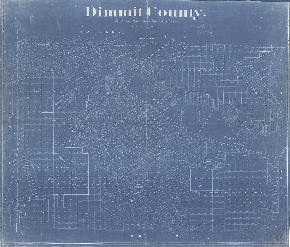 Dimmit County in 1894 by Relic Map Company