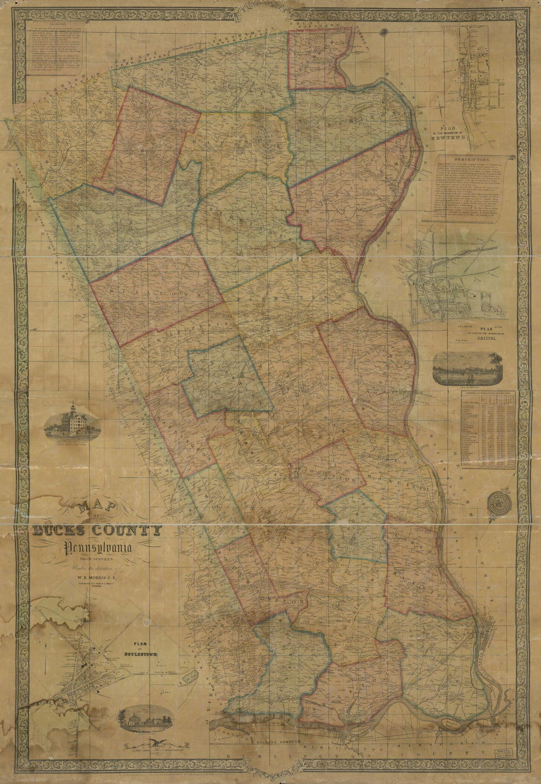 This old map of Map of Bucks County, Pennsylvania : from Surveys from 1850 was created by William E. (William Ellis) Morris, Robert Pearsall Smith in 1850