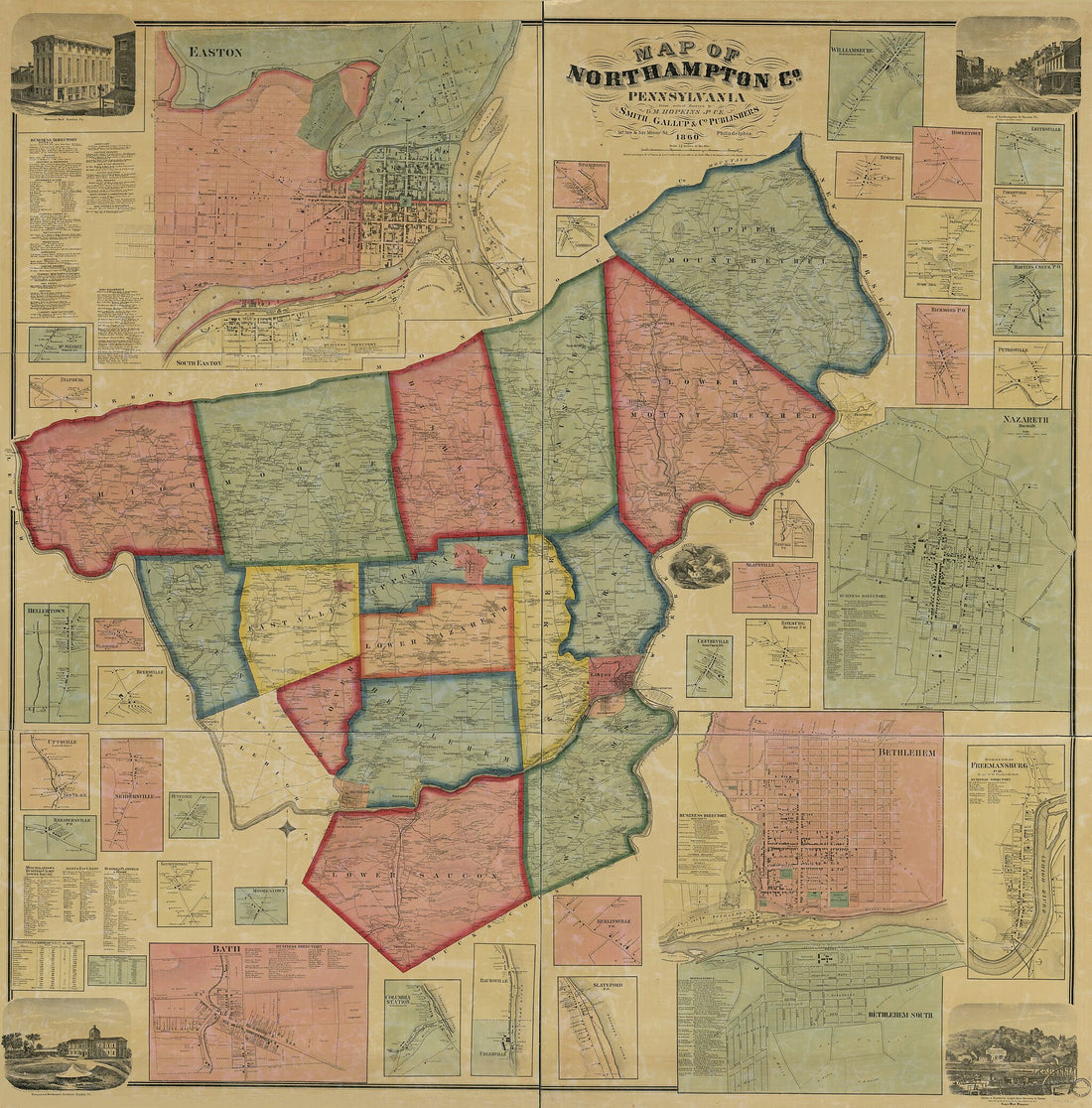 This old map of Map of Northampton County, Pennsylvania : from Actual Surveys from 1860 was created by Griffith Morgan Hopkins, Gallup &amp; Co Smith in 1860