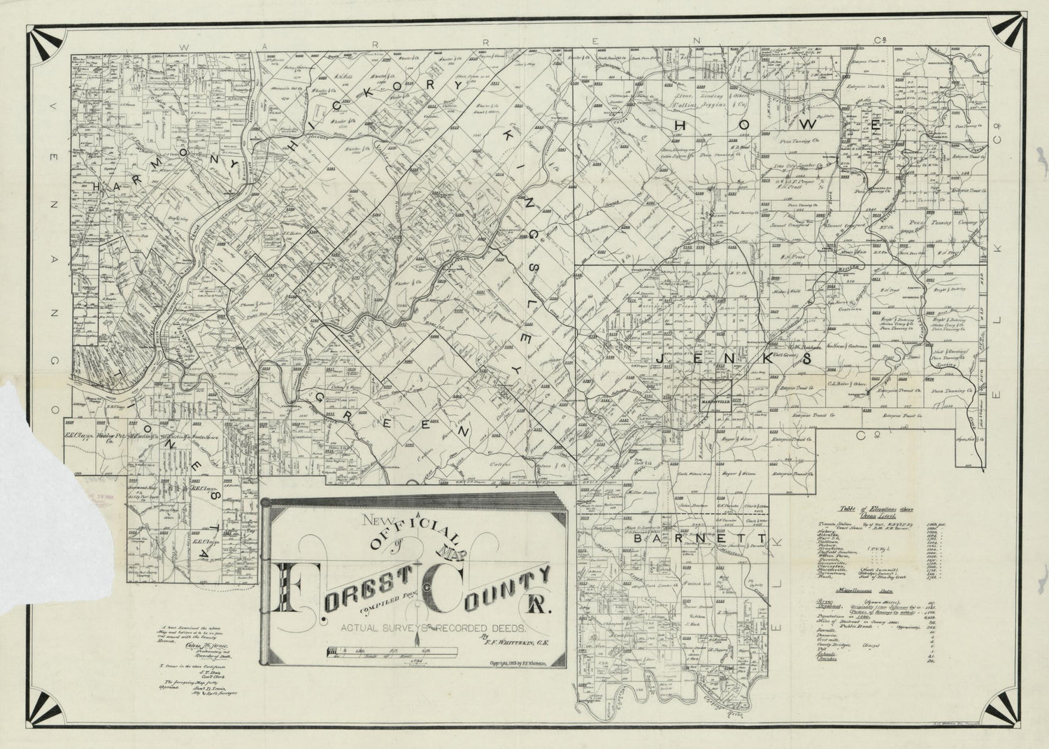 This old map of New Official Map of Forest County, Pennsylvania from 1895 was created by  Forest County (Pa.), F. F. Whittekin in 1895