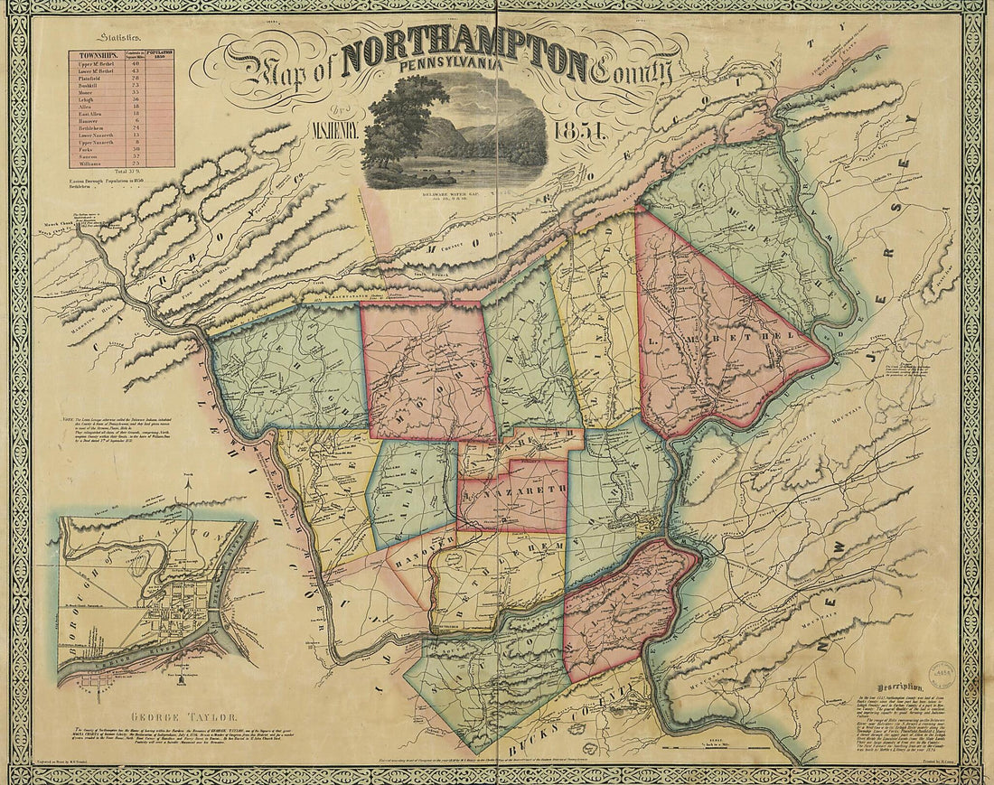 This old map of Map of Northampton County, Pennsylvania from 1851 was created by John Henry Camp, M. S. Henry, M. H. (Morris H.) Traubel in 1851