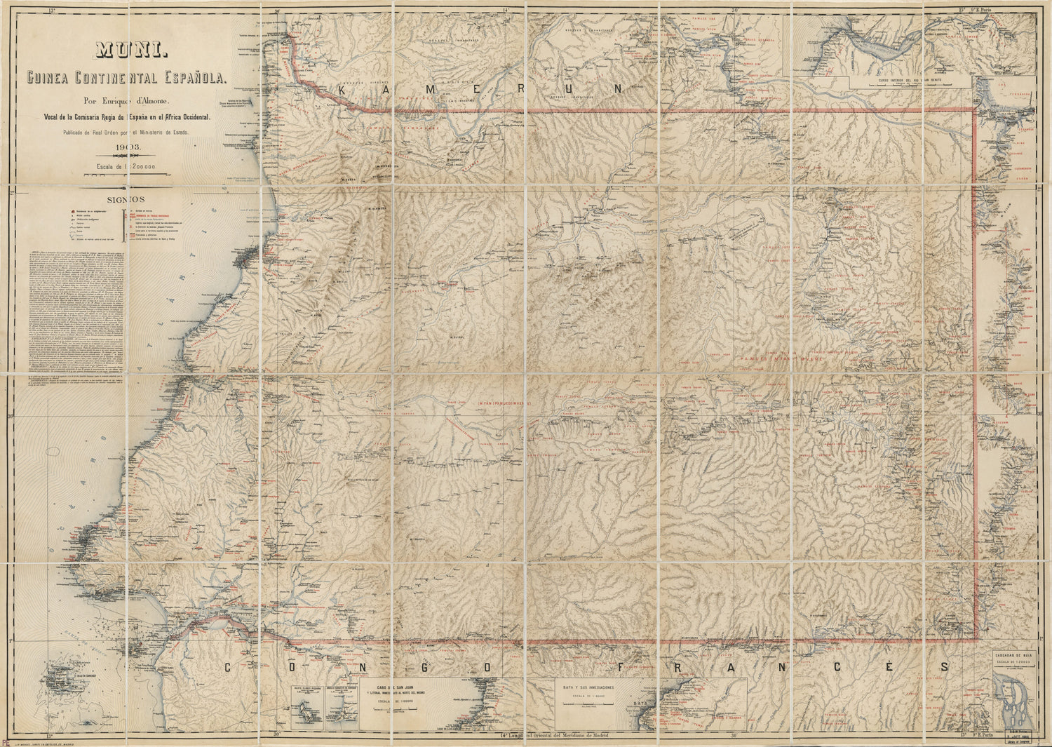 This old map of Muni : Guinea Continental Espańola from 1903 was created by Enrique D&