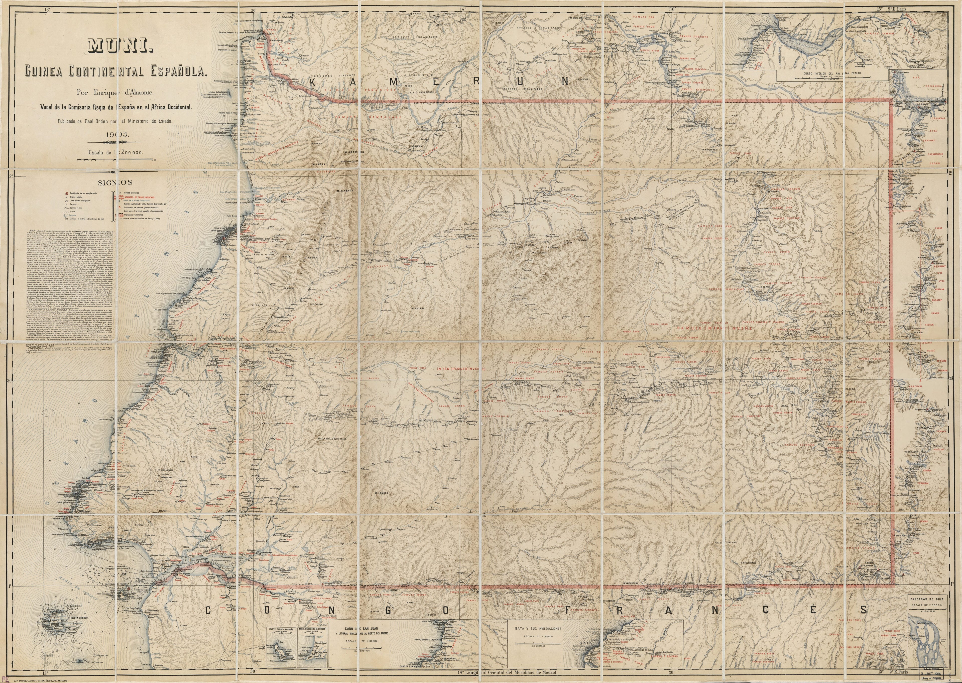 This old map of Muni : Guinea Continental Espańola from 1903 was created by Enrique D&