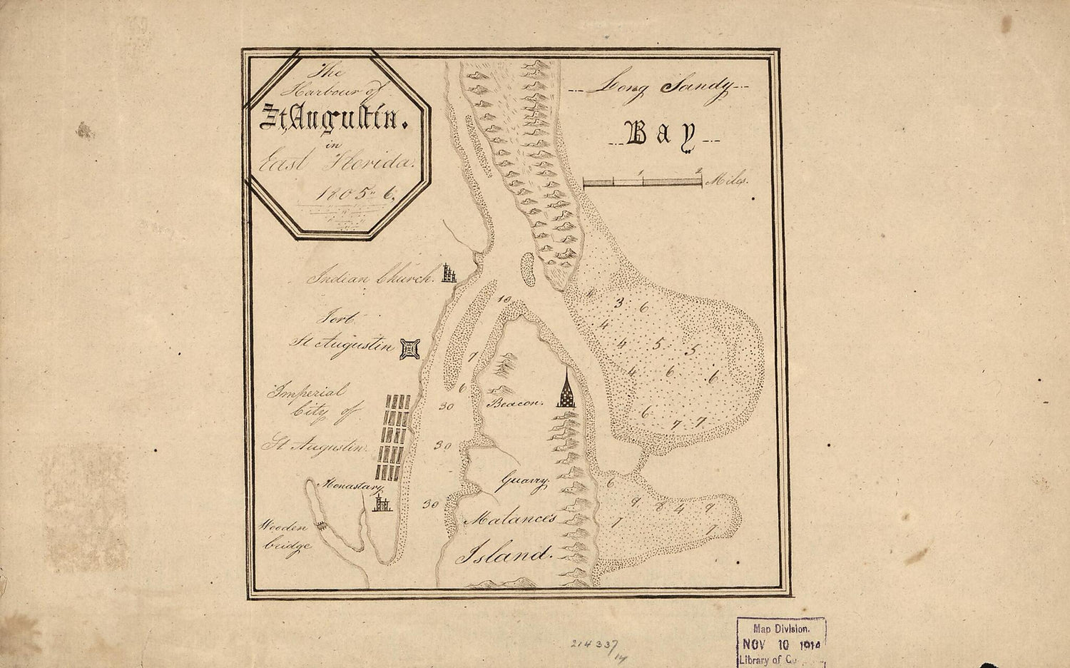 This old map of The Harbour of St. Augustín In East Florida. (Harbour of Saint Augustín In East Florida) from 1805 was created by  in 1805