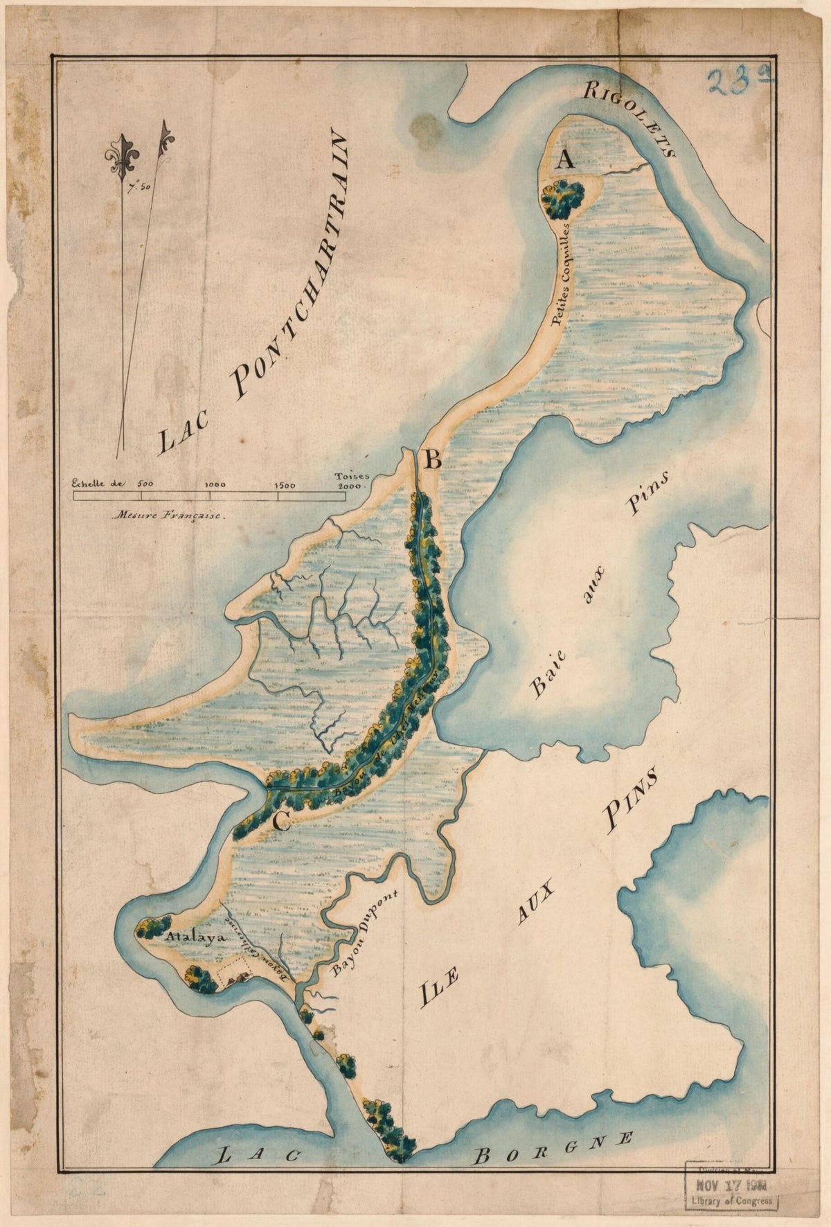 Map of Chef Menteur from the Rigolets to Lac Borgne. 1813 by Relic Map Company