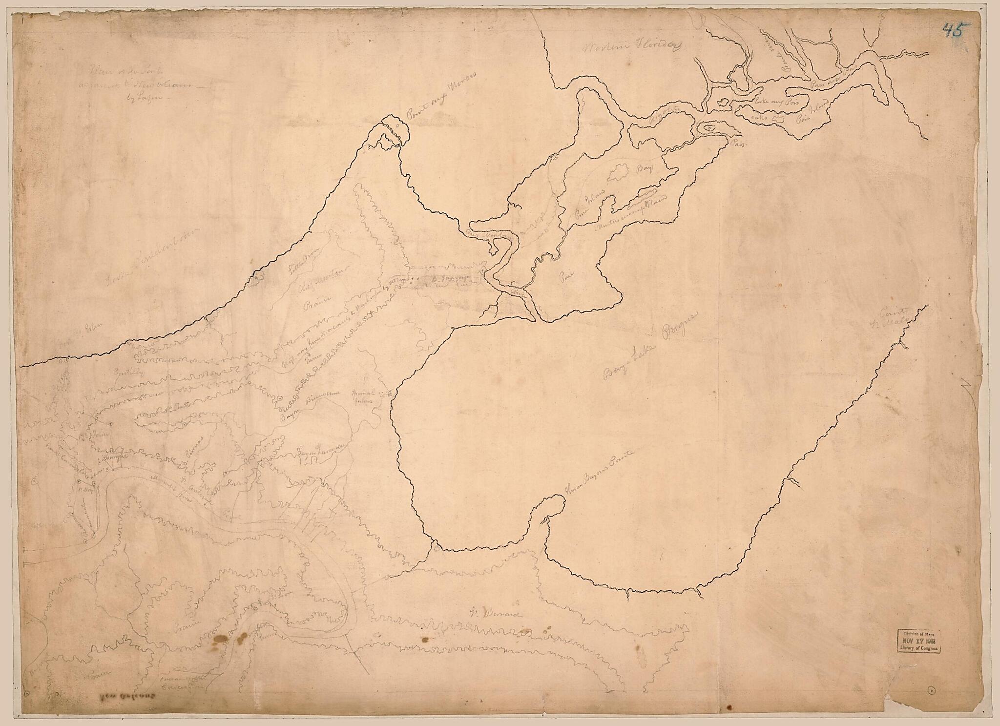 This old map of Plan of the posts Adjacent to New Orleans from 1813 was created by Barthélémy Lafon,  United States. War Department. Office of the Chief of Engineers in 1813