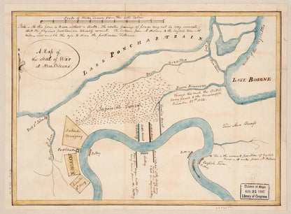A Map of the Seat of War at New Orleans 1815 by Relic Map Company