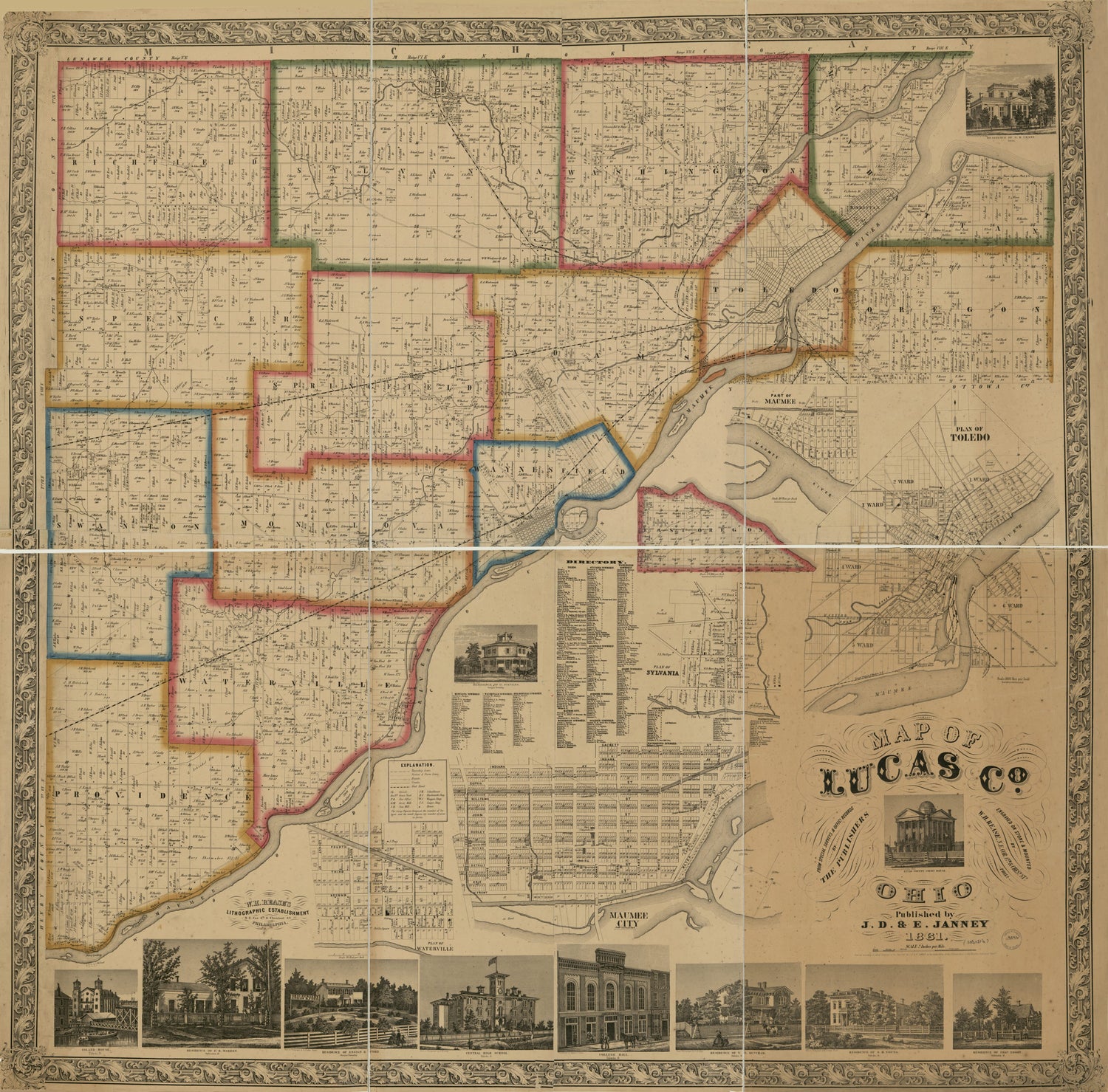 This old map of Map of Lucas Co., Ohio from 1861 was created by W. H. Rease in 1861