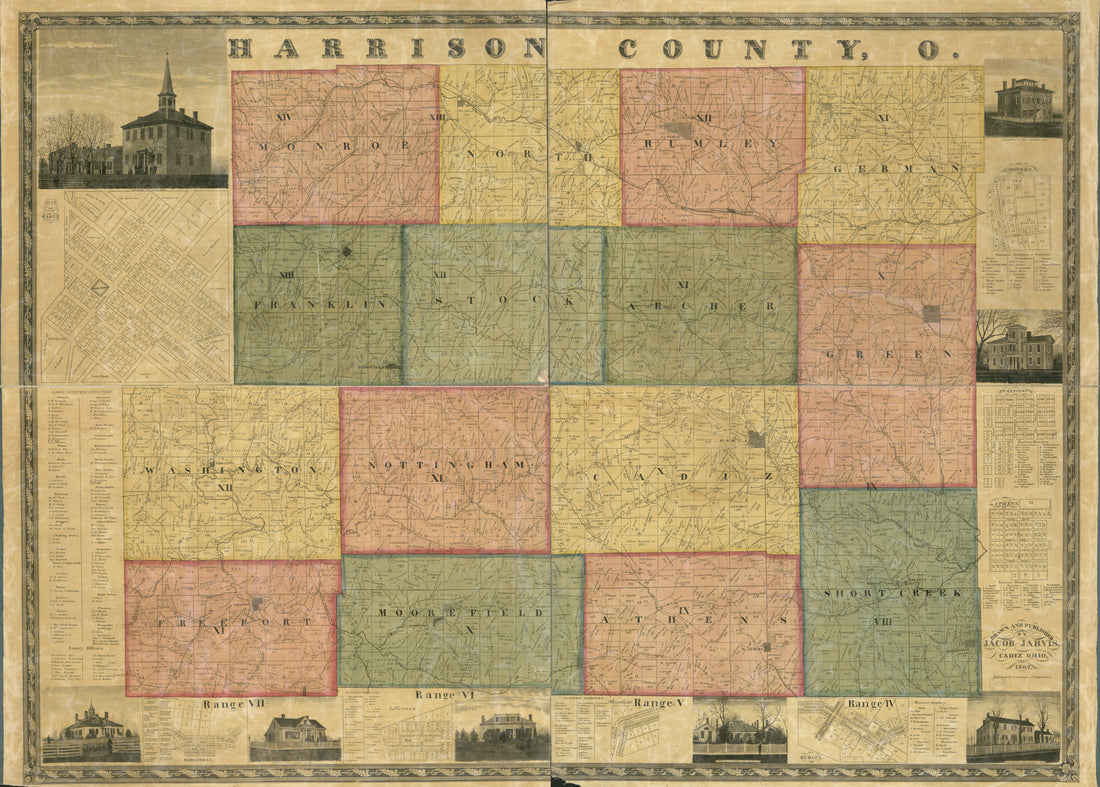 This old map of Map of Harrison County, Ohio from 1862 was created by H. Anderson, Jacob Jarvis in 1862