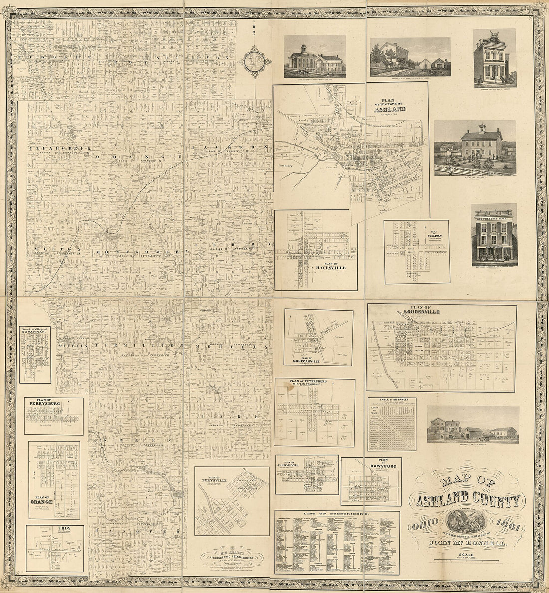This old map of Map of Ashland County, Ohio from 1861 was created by John McDonnell in 1861