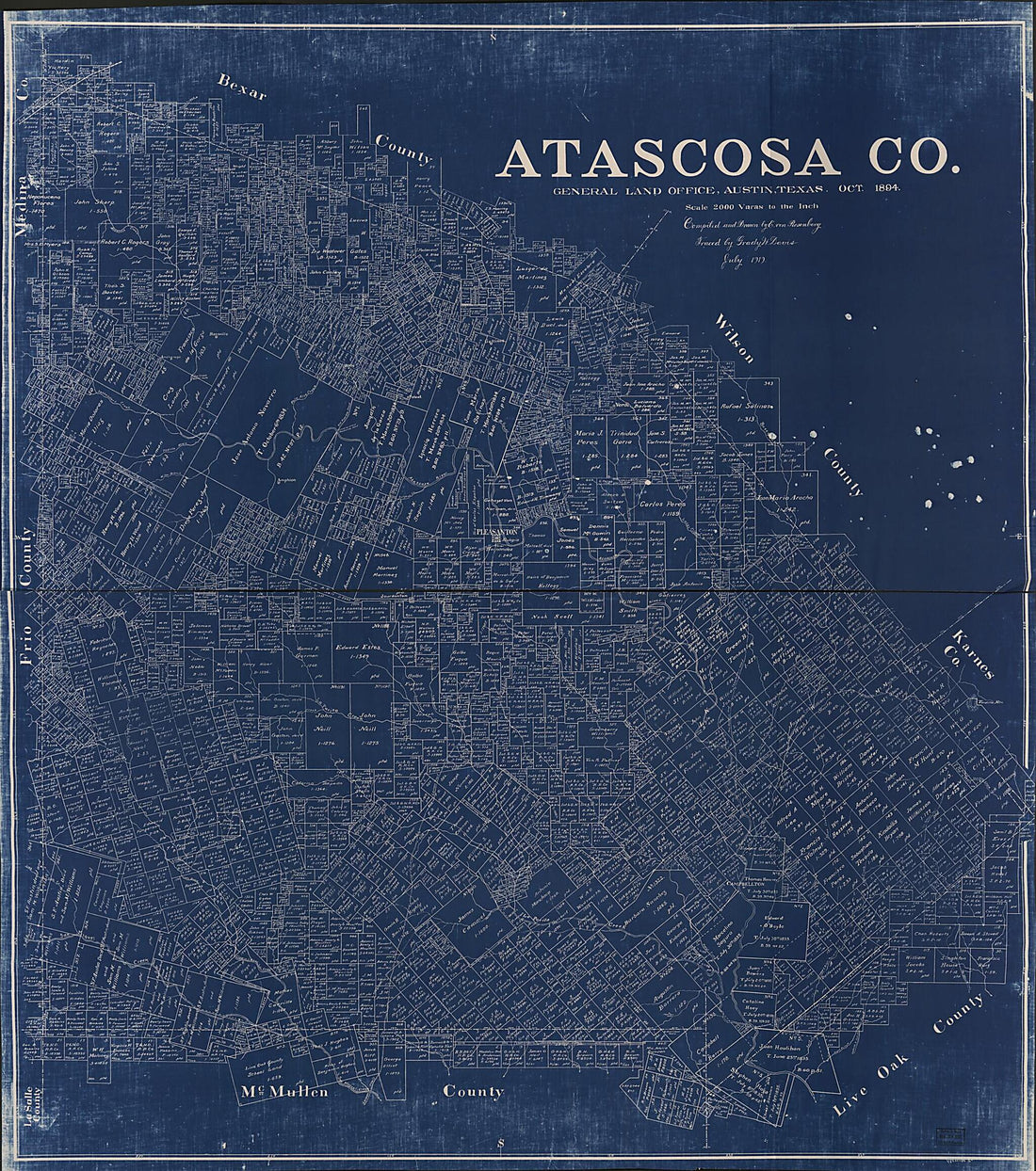 This old map of Atascosa County (Atascosa County) from 1894 was created by E. Von Rosenberg in 1894