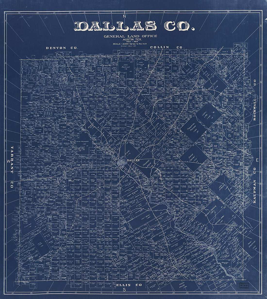 This old map of Dallas County, Texas. (Dallas County, Texas) from 1884 was created by  Texas. General Land Office in 1884