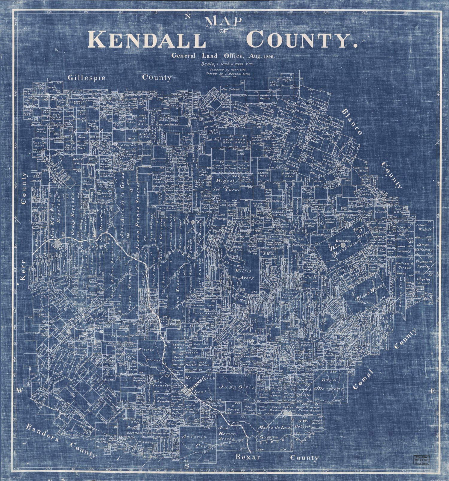 This old map of Map of Kendall County from 1899 was created by W. H. P. Hunnicutt in 1899