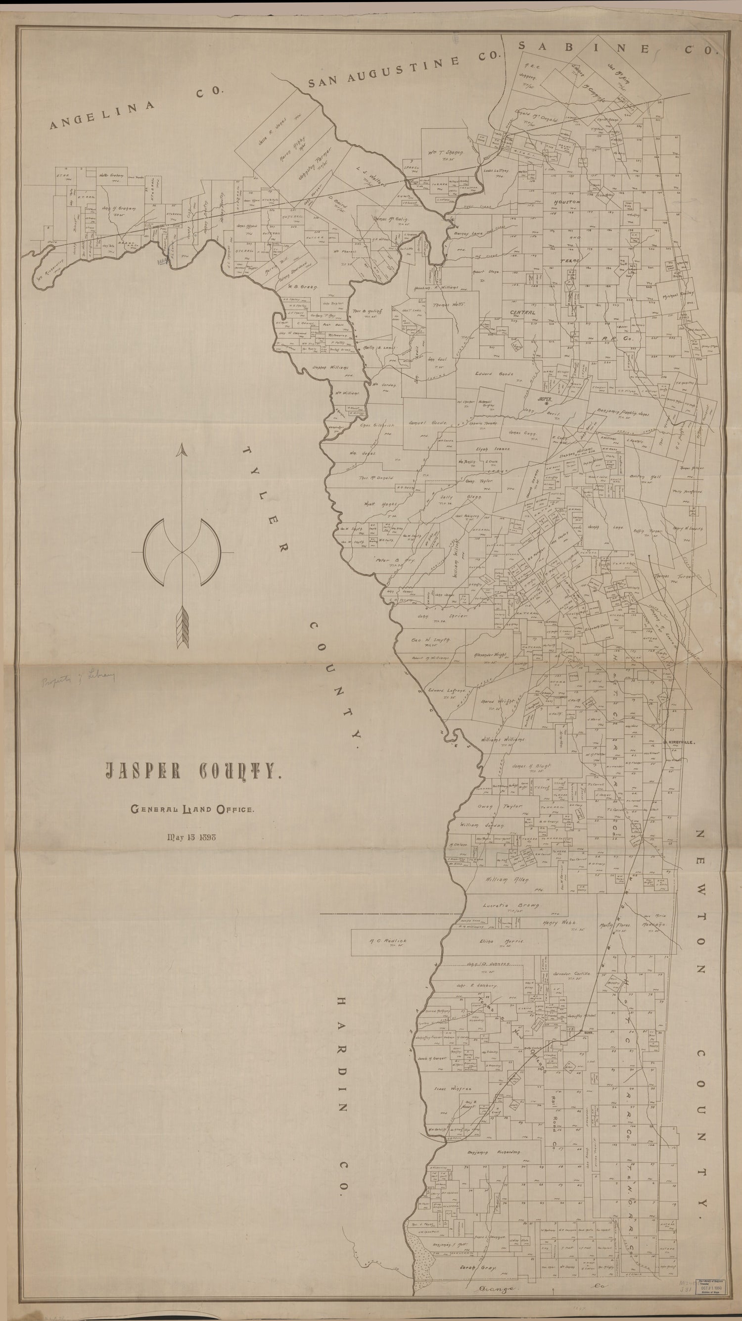 This old map of Jasper County from 1898 was created by  Texas. General Land Office in 1898