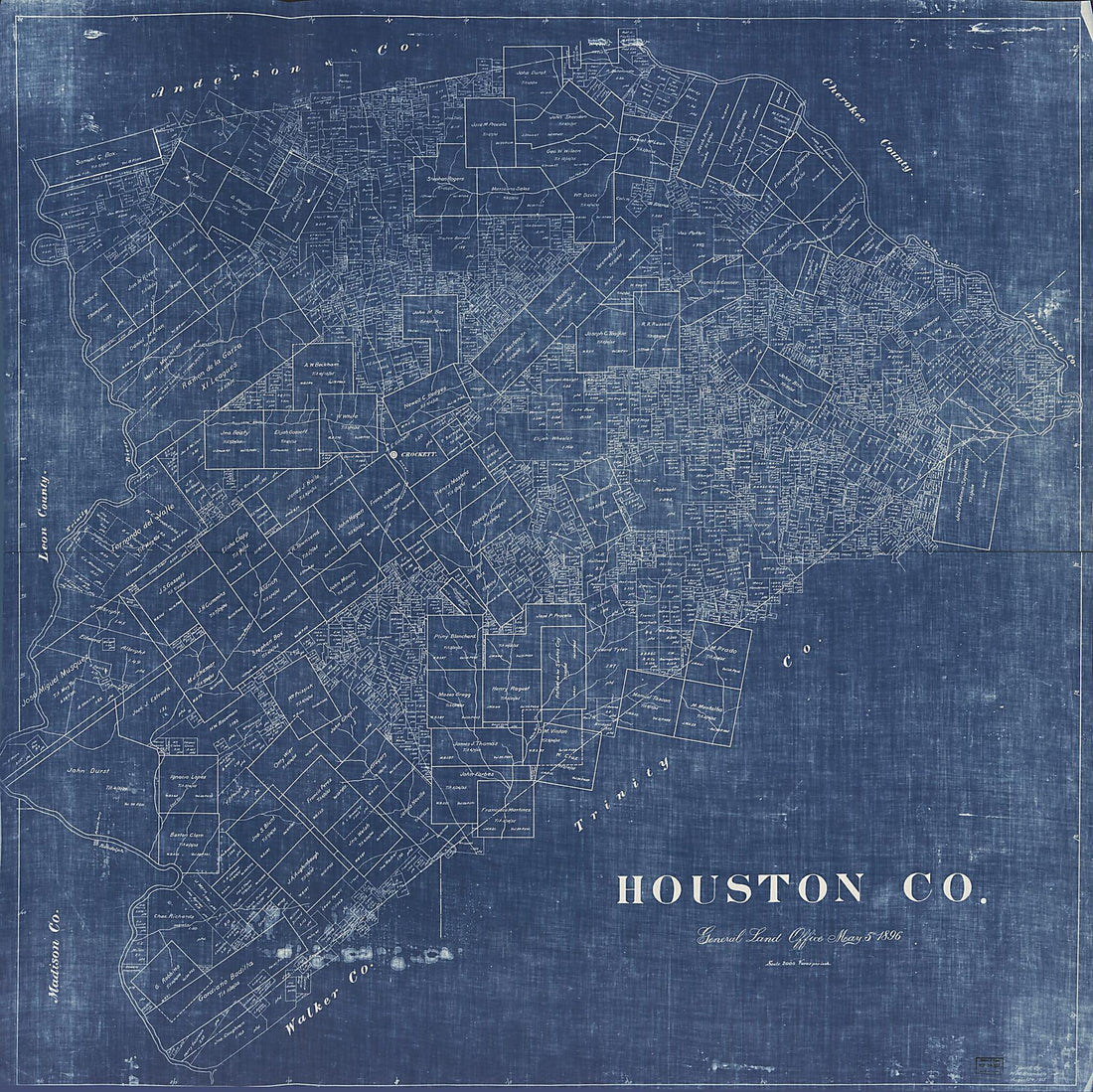 This old map of Houston County (Houston County) from 1896 was created by  Texas. General Land Office in 1896