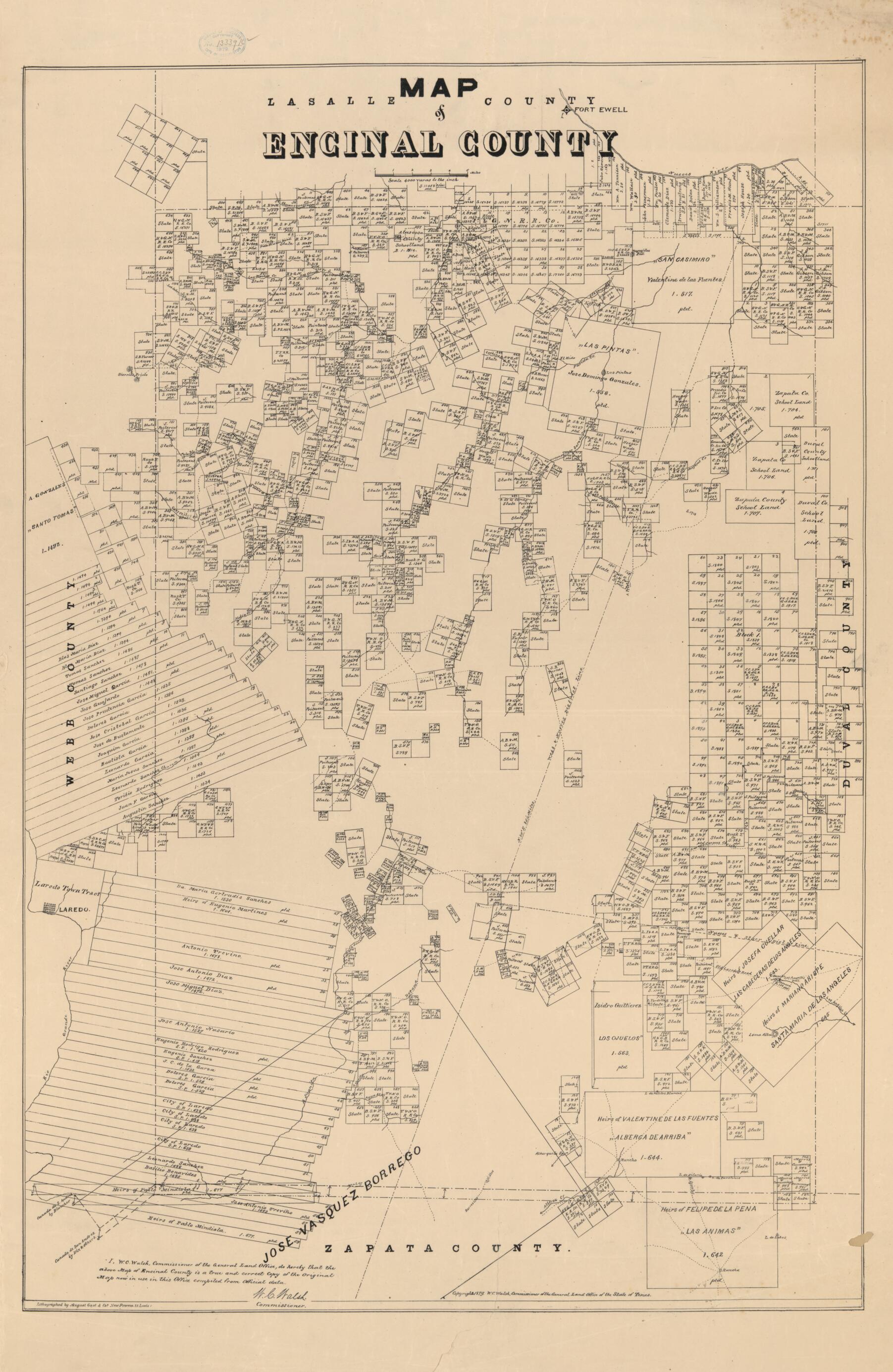This old map of Map of La Salle County, Encinal County from 1879 was created by W. C. (William C.) Walsh in 1879