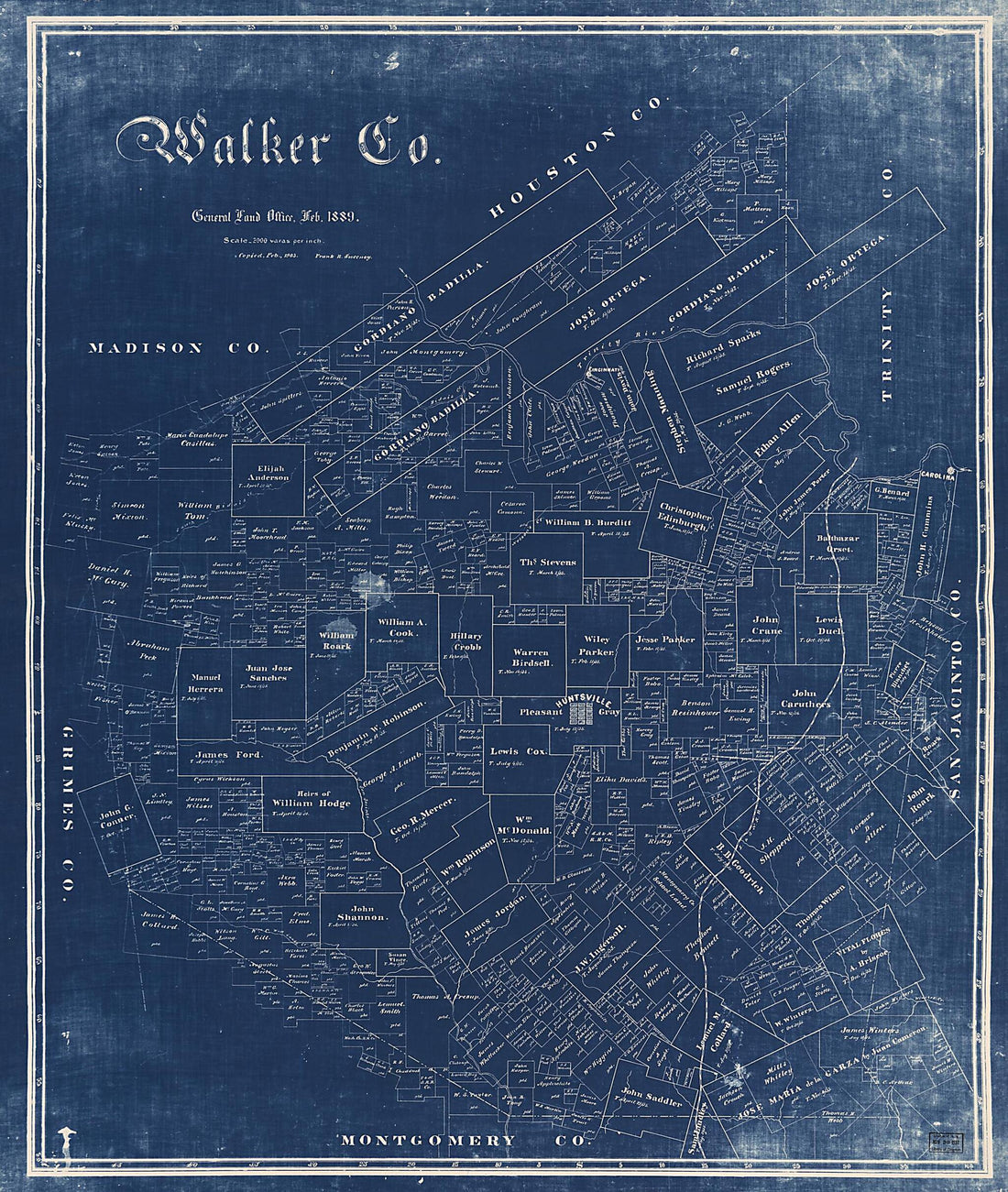 This old map of Walker County (Walker County, Texas) from 1889 was created by  Texas. General Land Office in 1889