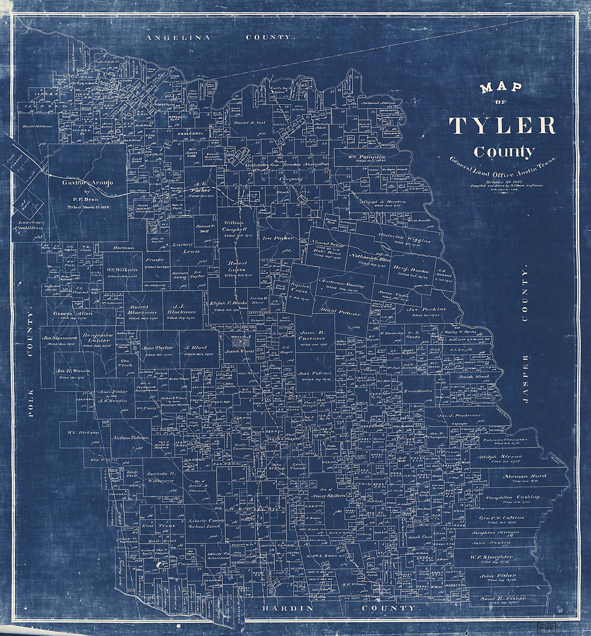 Map of Tyler County / Compiled and Drawn by S.J. Rowe, Draftsman 1897 by Relic Map Company