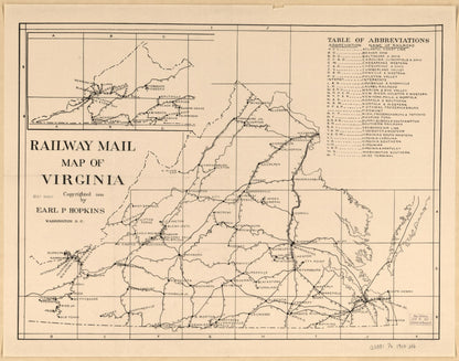 Railway Mail Map of Virginia 1910 by Relic Map Company