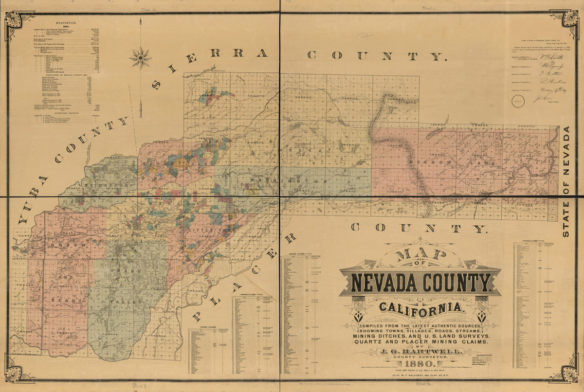 Map of Nevada County, California in 1880 by Relic Map Company