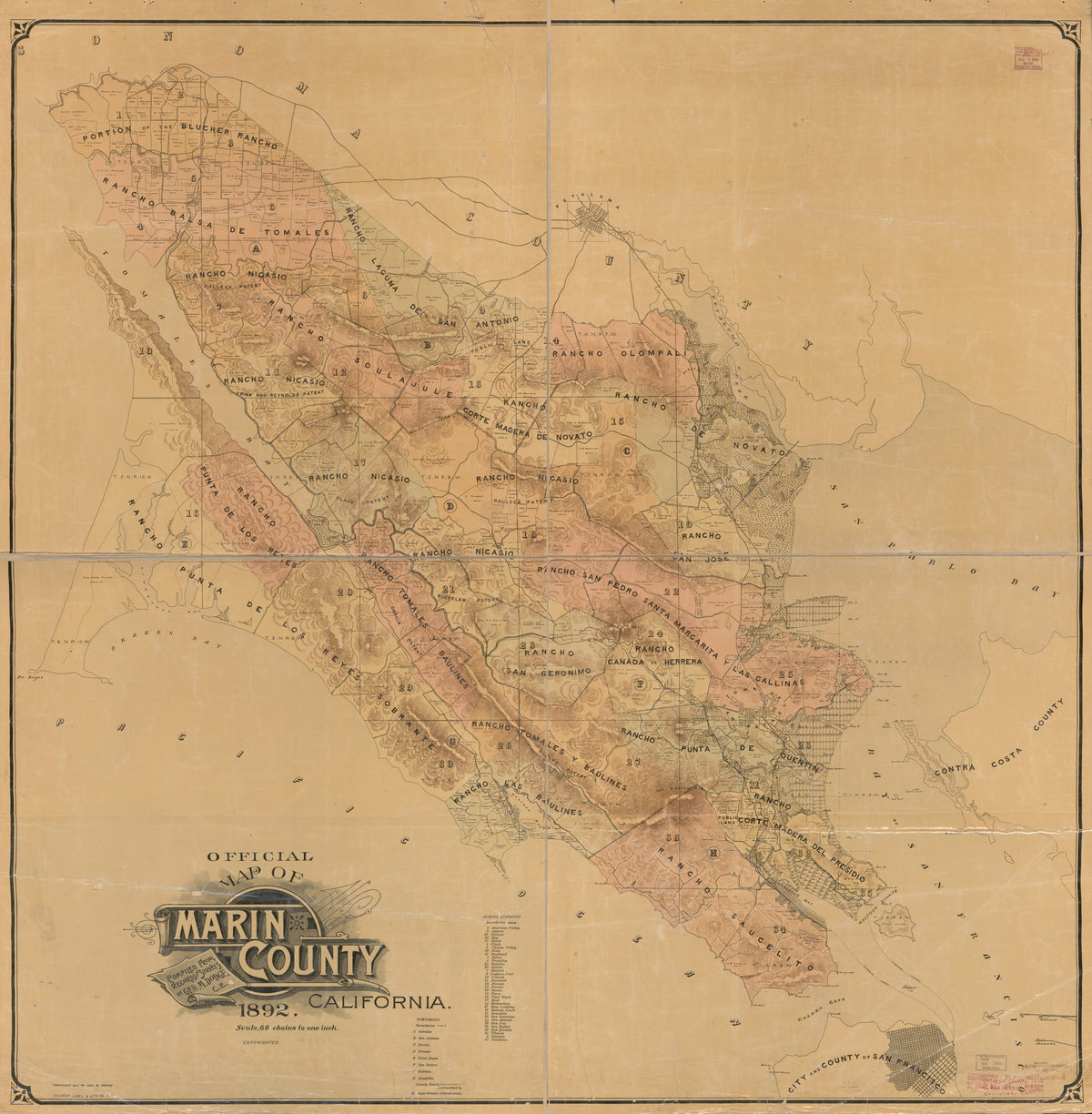Official Map of Marin County, California 1892 by Relic Map Company