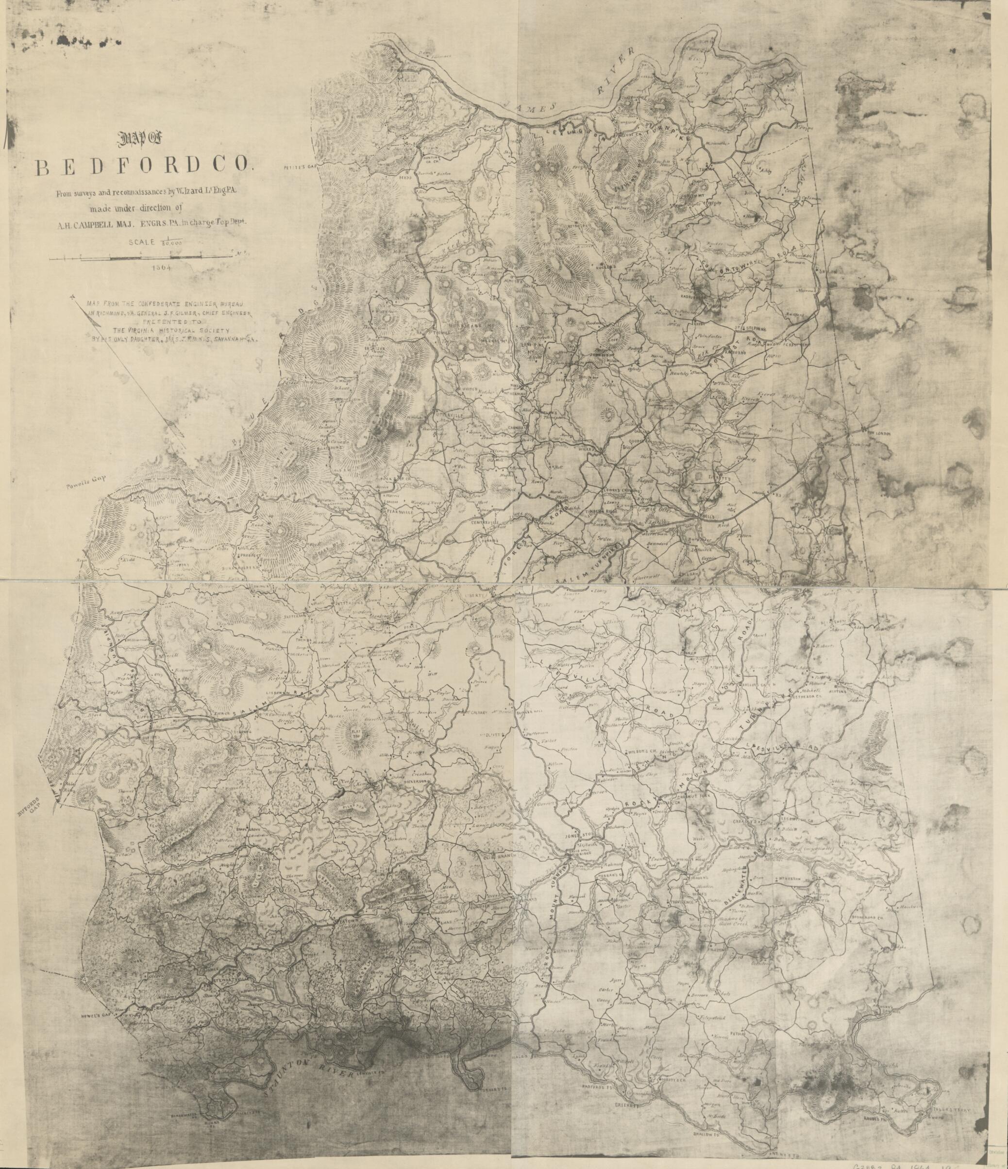 This old map of Map of Bedford Co. (Map of Bedford County) from 1864 was created by Albert H. (Albert Henry) Campbell,  Confederate States of America. Army. Department of Northern Virginia. Chief Engineer&