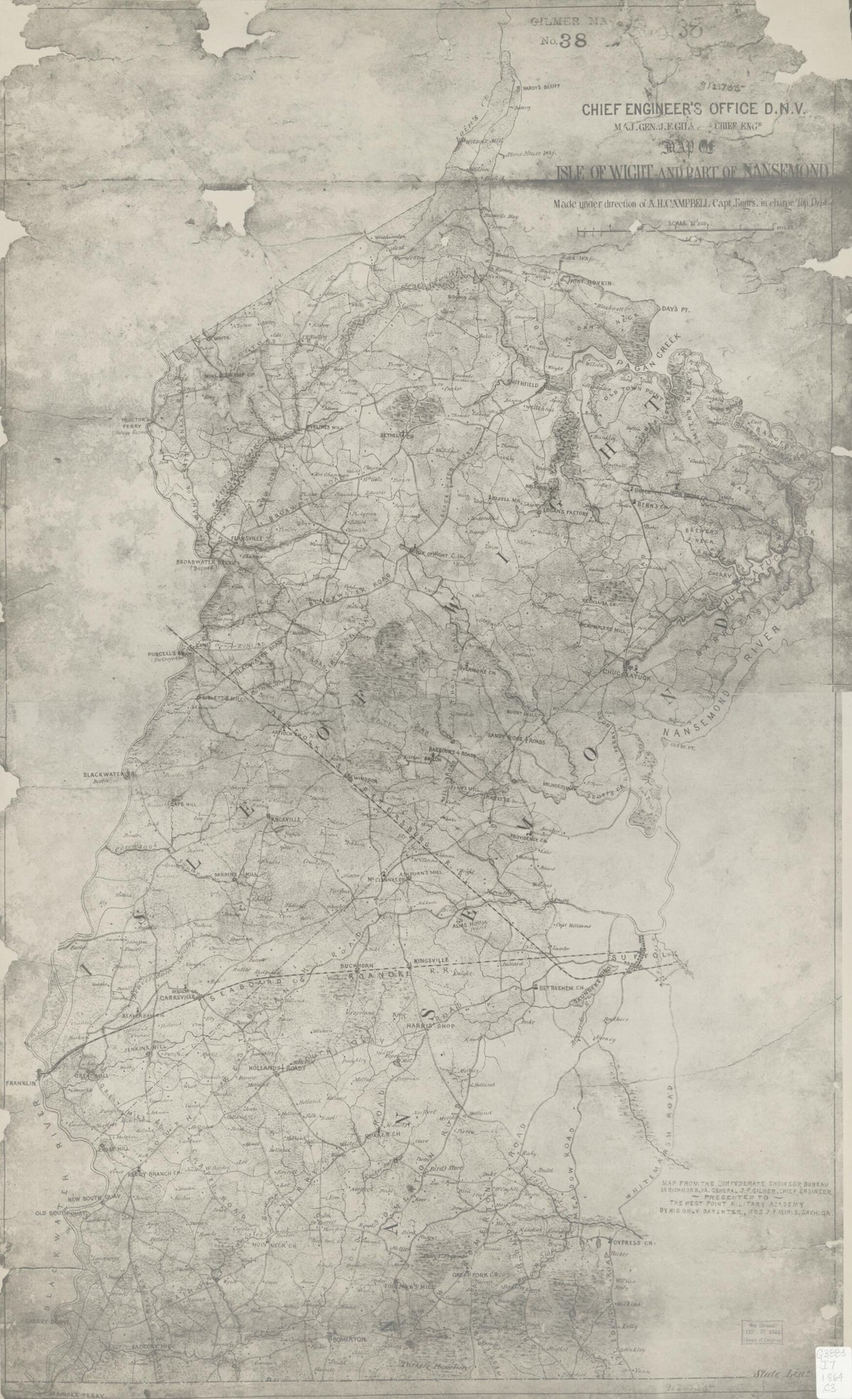 Map of Isle of Wight and Part of Nansemond 1864 by Relic Map Company