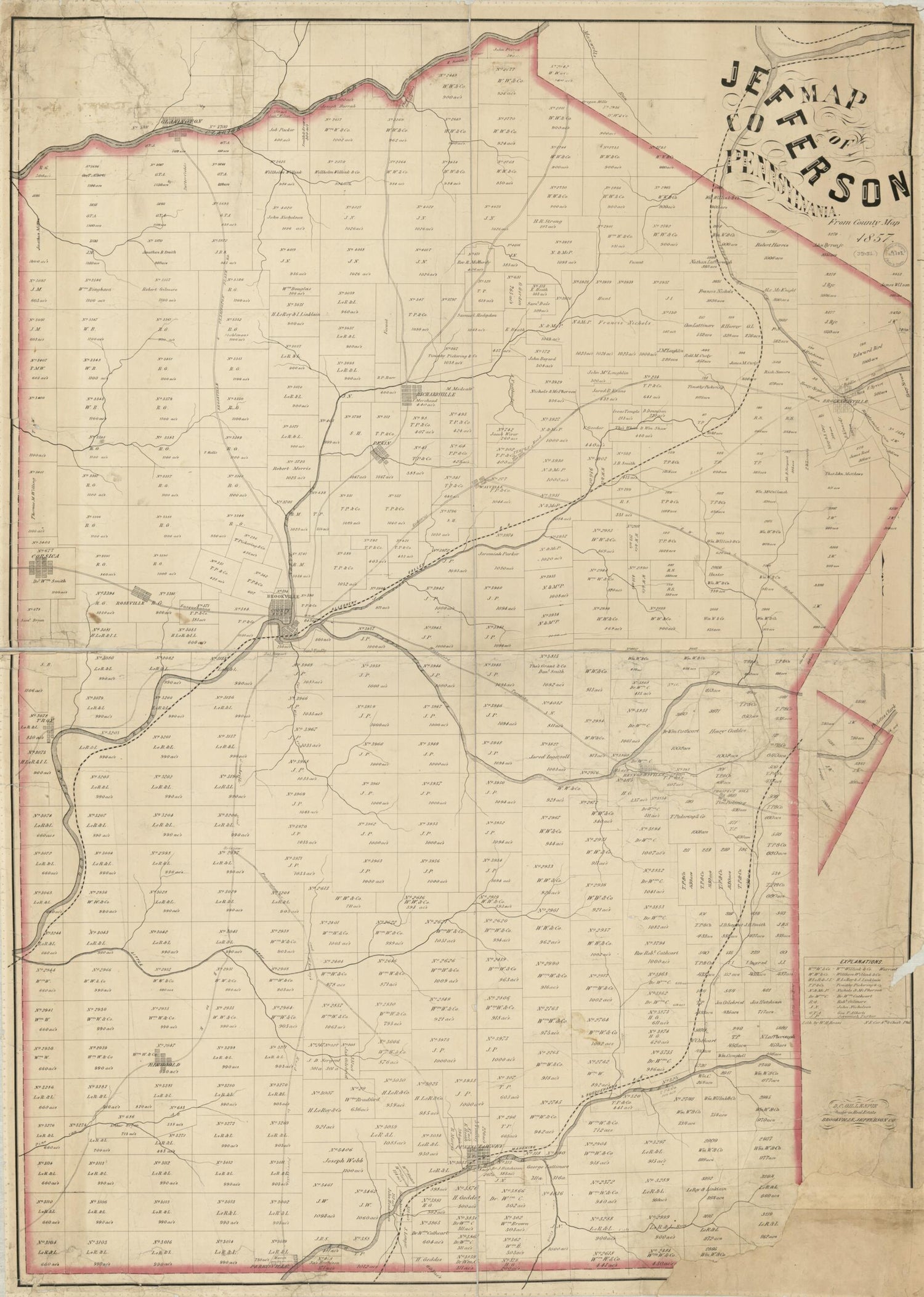 This old map of Map of Jefferson Co., Pennsylvania : from County Map from 1857 was created by D. C. Gillespie, W. H. Rease in 1857