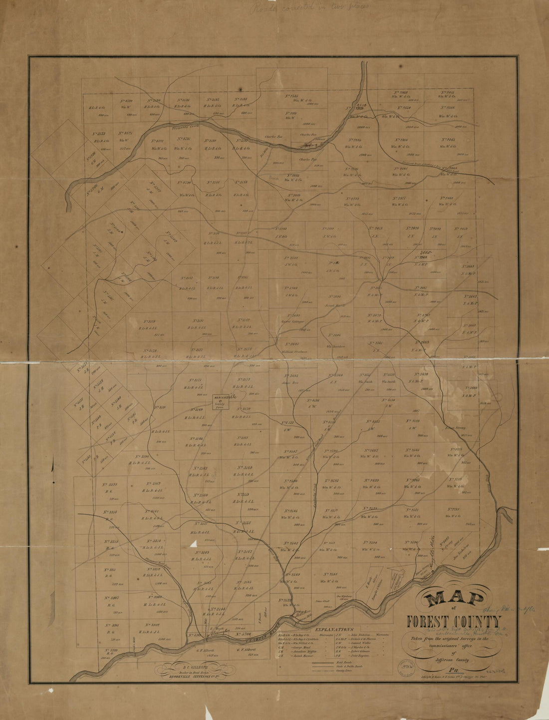 This old map of Map of Forest County : Taken from the Original Surveys In the Commissioners&
