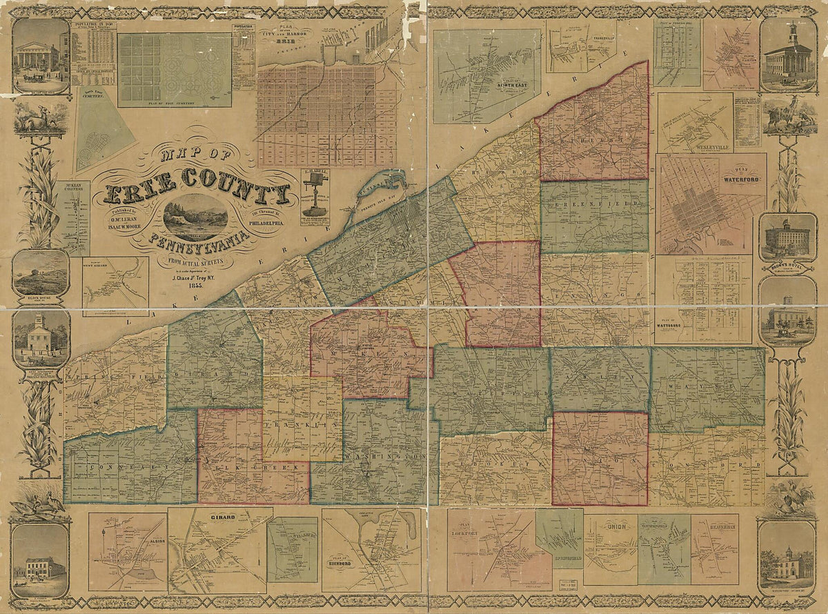 Map of Erie County, Pennsylvania : From Actual Surveys in 1855 by Relic Map Company