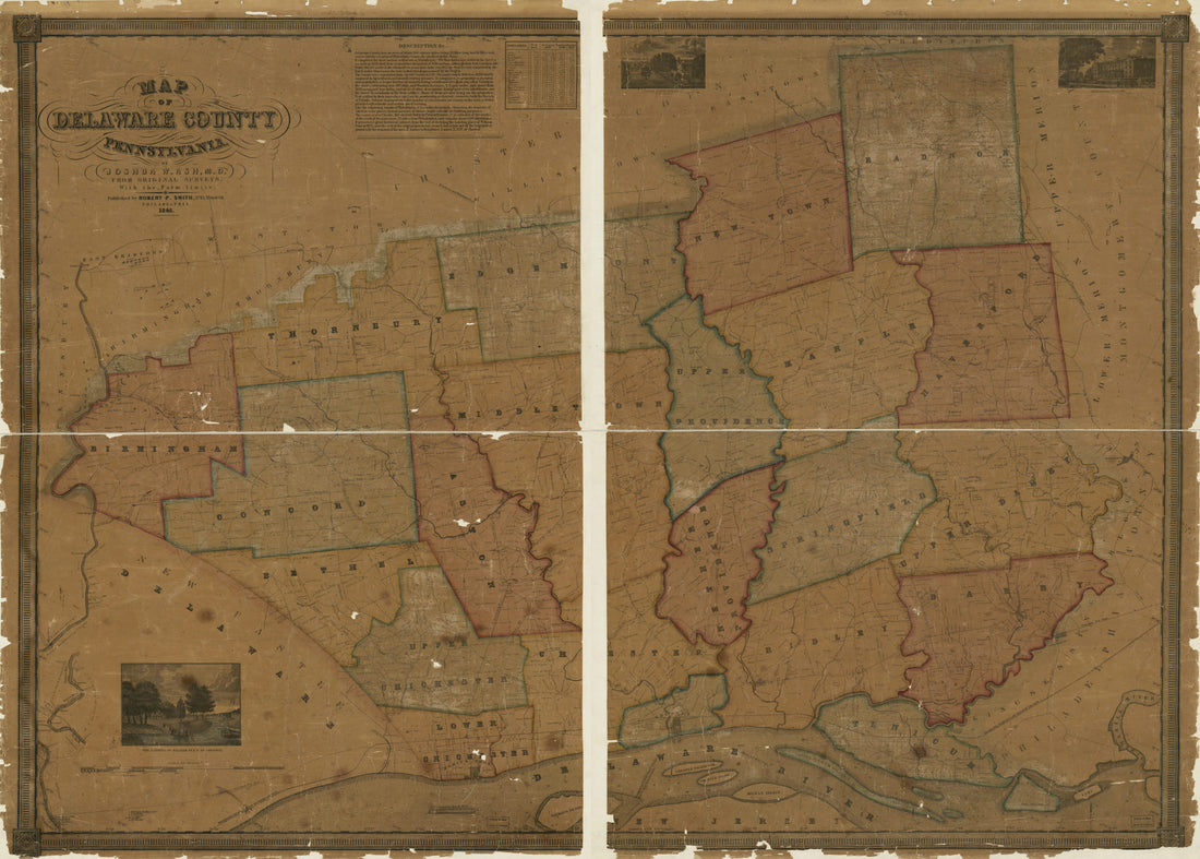 This old map of Map of Delaware County, Pennsylvania : from Original Surveys, With the Farm Limits from 1848 was created by Joshua W. Ash, Gustavus Kramm, Robert Pearsall Smith in 1848