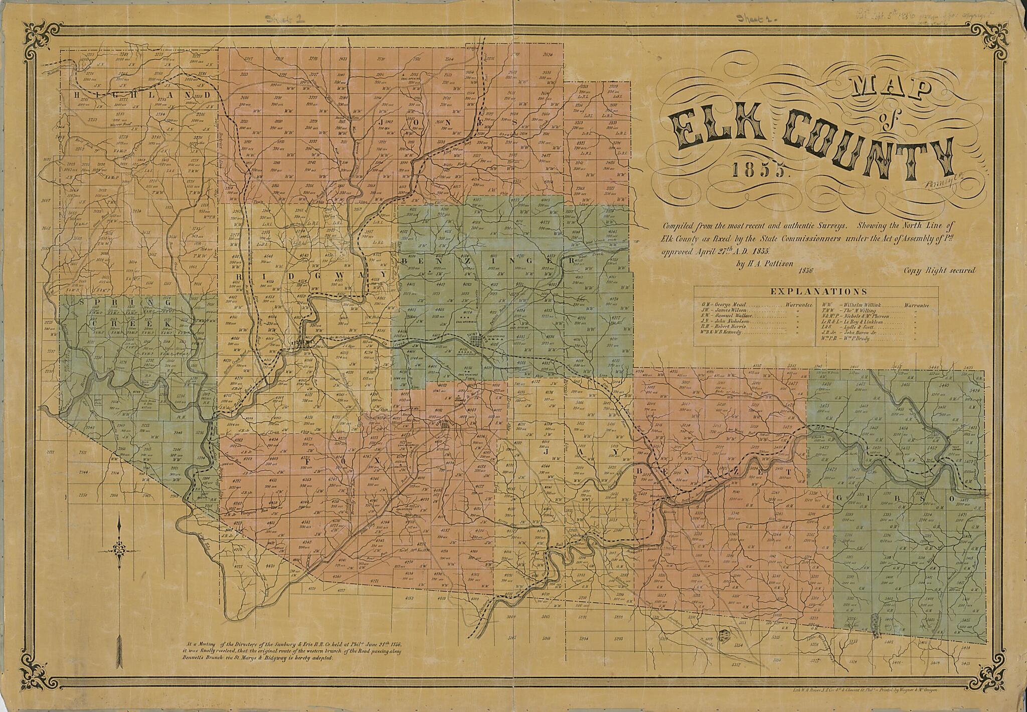 This old map of Map of Elk County, Pennsyl&