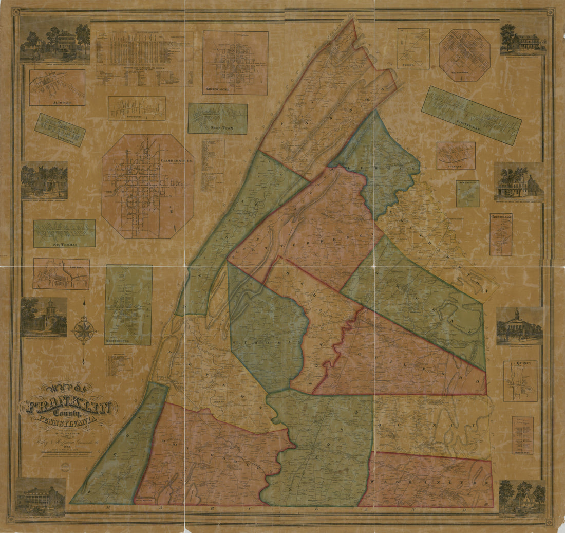 This old map of Map of Franklin County, Pennsylvania : from Actual Survey from 1858 was created by D. H. Davison, W. H. Rease,  Riley &amp; Hoffman in 1858