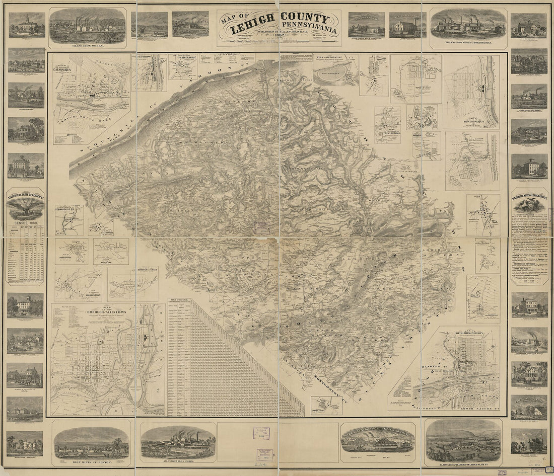 This old map of Map of Lehigh County, Pennsylvania : from Original Surveys from 1862 was created by G. A. Aschbach, M. H. (Morris H.) Traubel in 1862