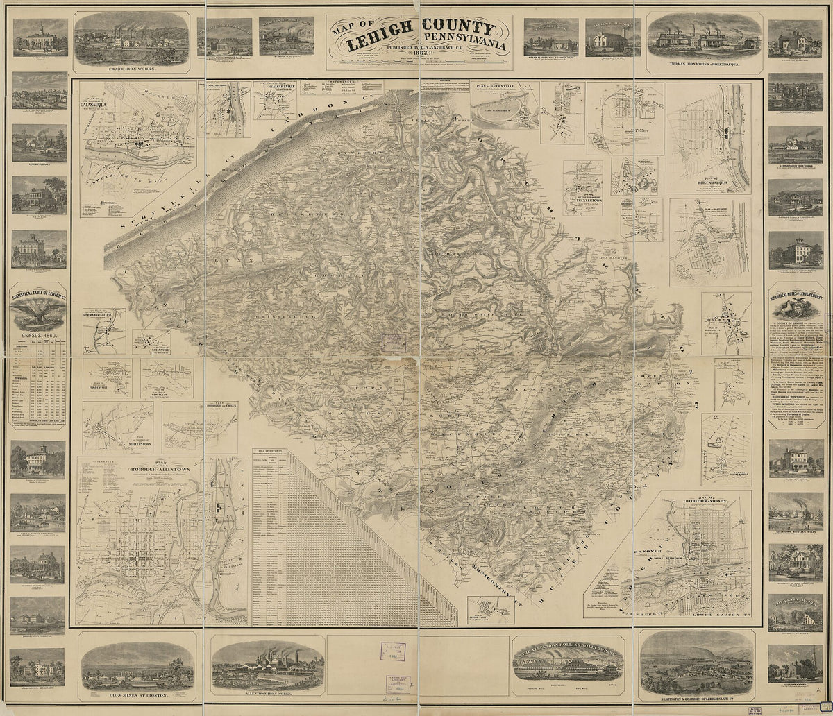 Map of Lehigh County, Pennsylvania : from Original Surveys 1862 by Relic Map Company