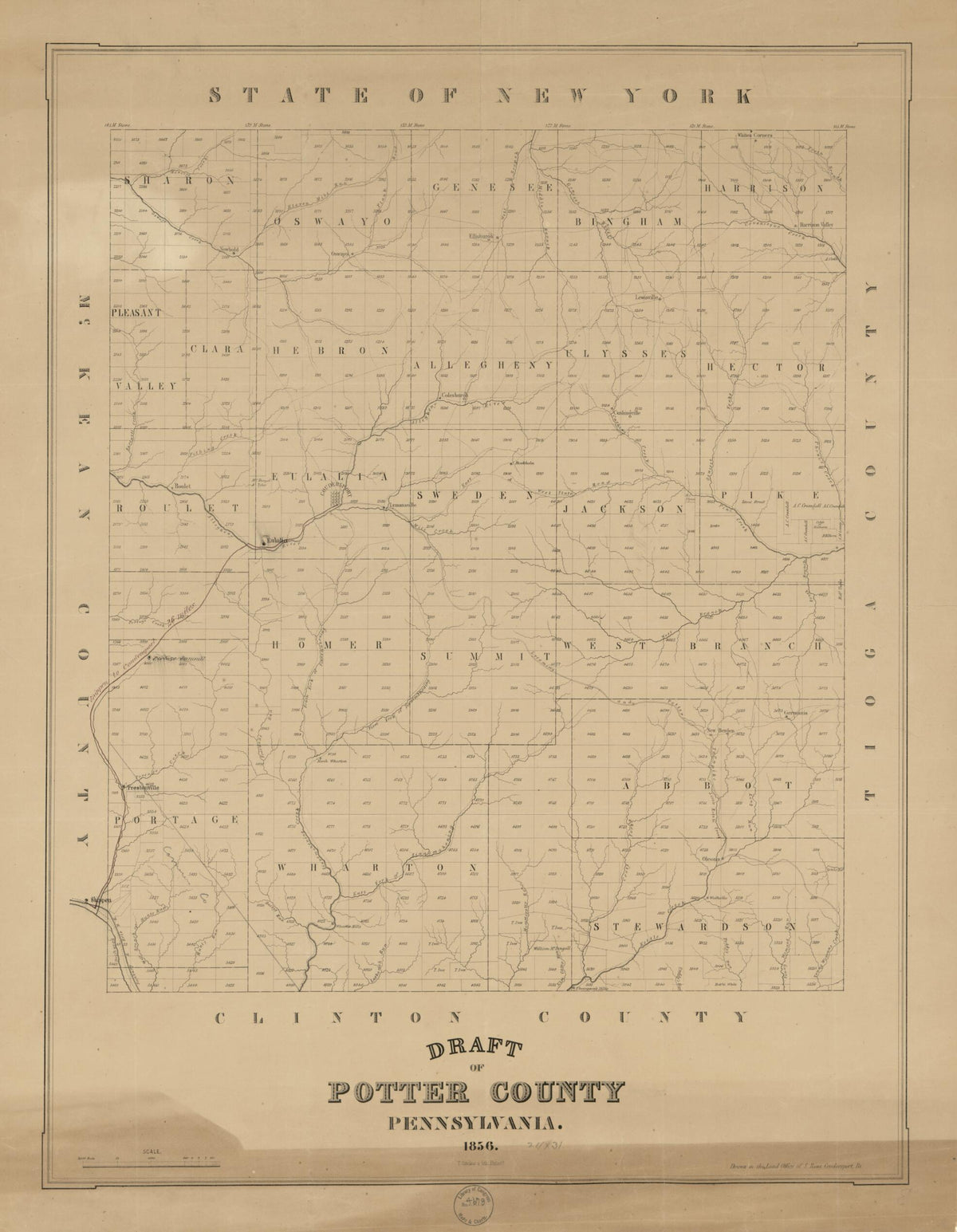 Draft of Potter County, Pennsylvania 1856 by Relic Map Company
