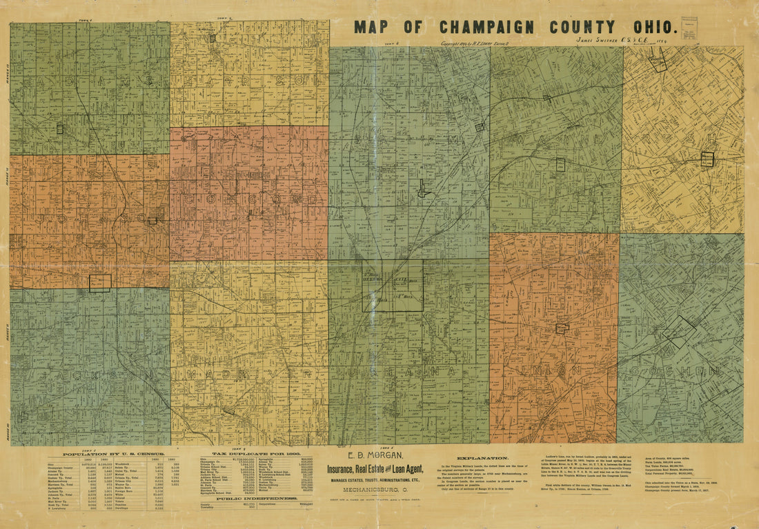 This old map of Map of Champaign County, Ohio from 1894 was created by R. E. (Robert Eaton) Lowry, James Swisher in 1894