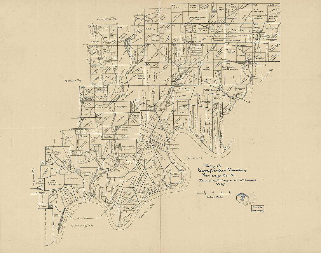 This old map of Map of Cornplanter Township, Venango County, Pennsylvania from 1890 was created by L. P. Hancock, C. I. Heydrick in 1890