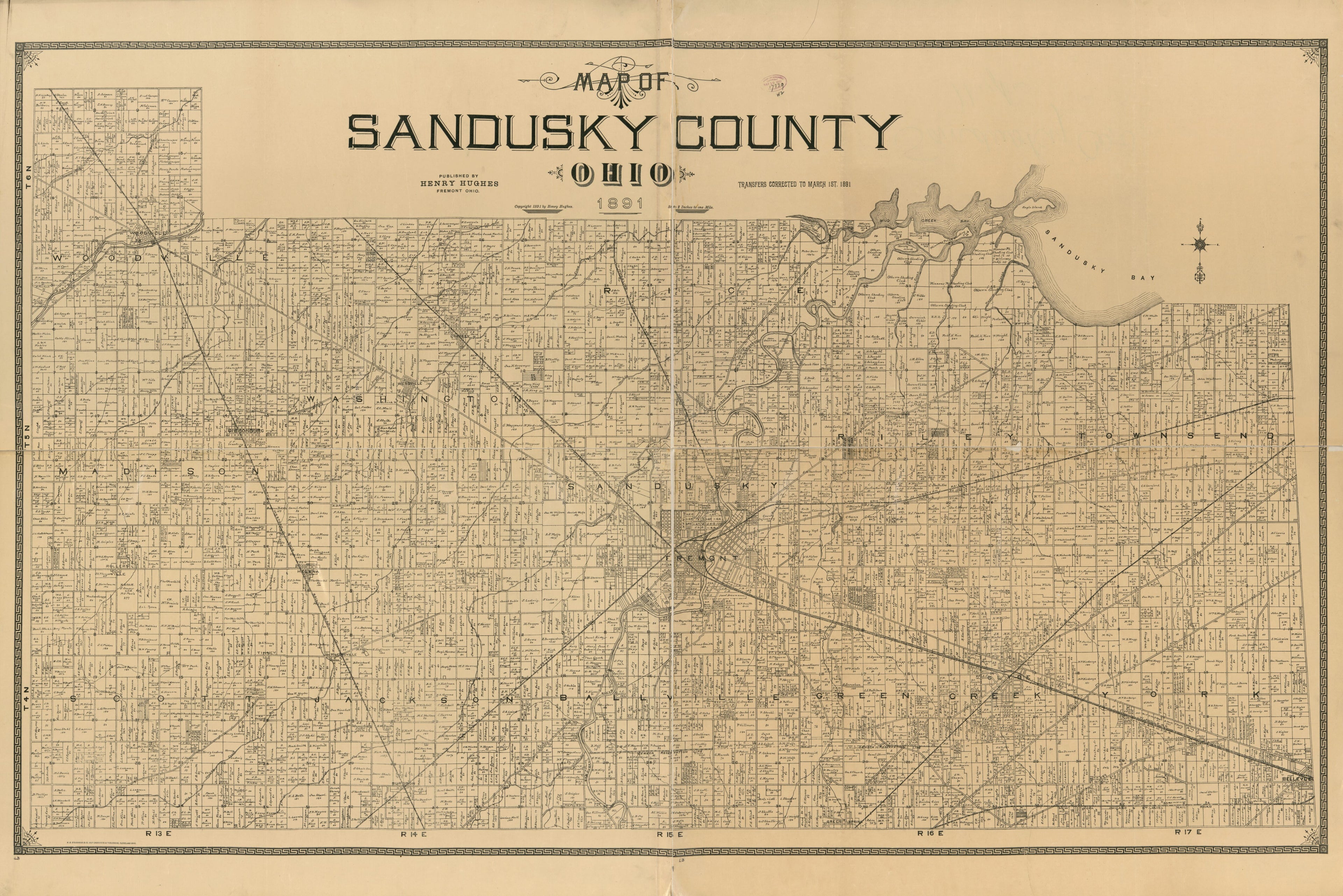 This old map of Map of Sandusky County, Ohio from 1891 was created by Henry Hughes in 1891