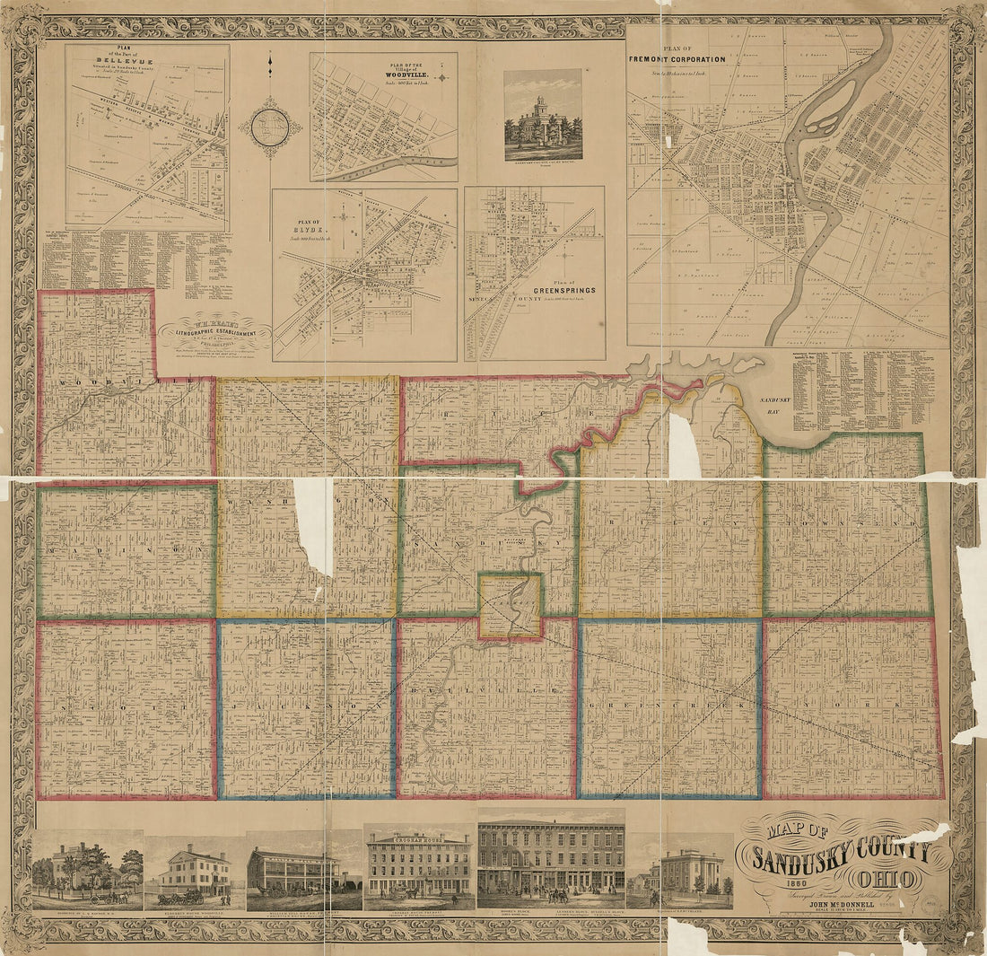 This old map of Map of Sandusky County, Ohio from 1860 was created by John McDonnell in 1860