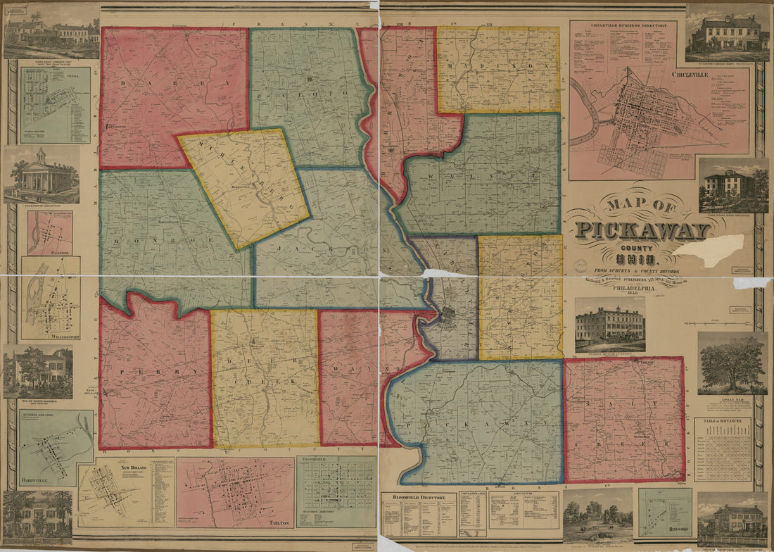 This old map of Map of Pickaway County, Ohio from 1858 was created by  Kellogg &amp; Randall in 1858