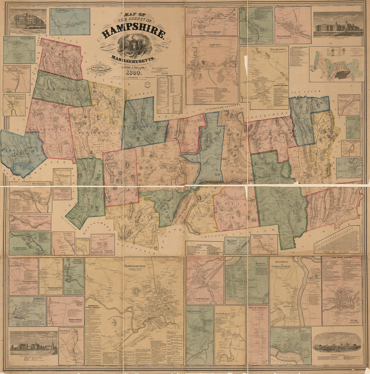 Map of the County of Hampshire, Massachusetts 1860 by Relic Map Company