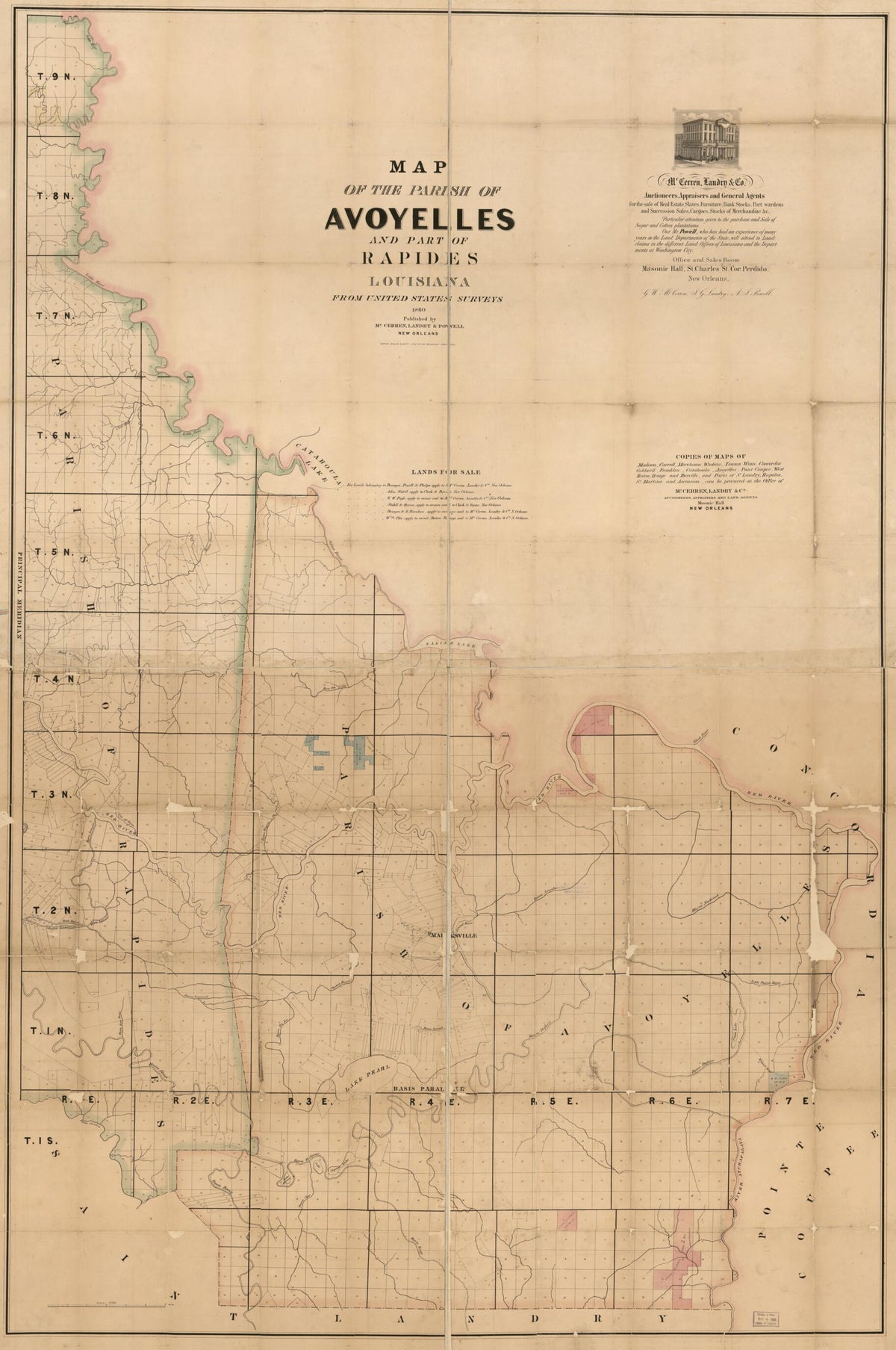 Map of the Parish of Avoyelles and Part of Rapides, Louisiana : From the United States Survey in 1860 by Relic Map Company
