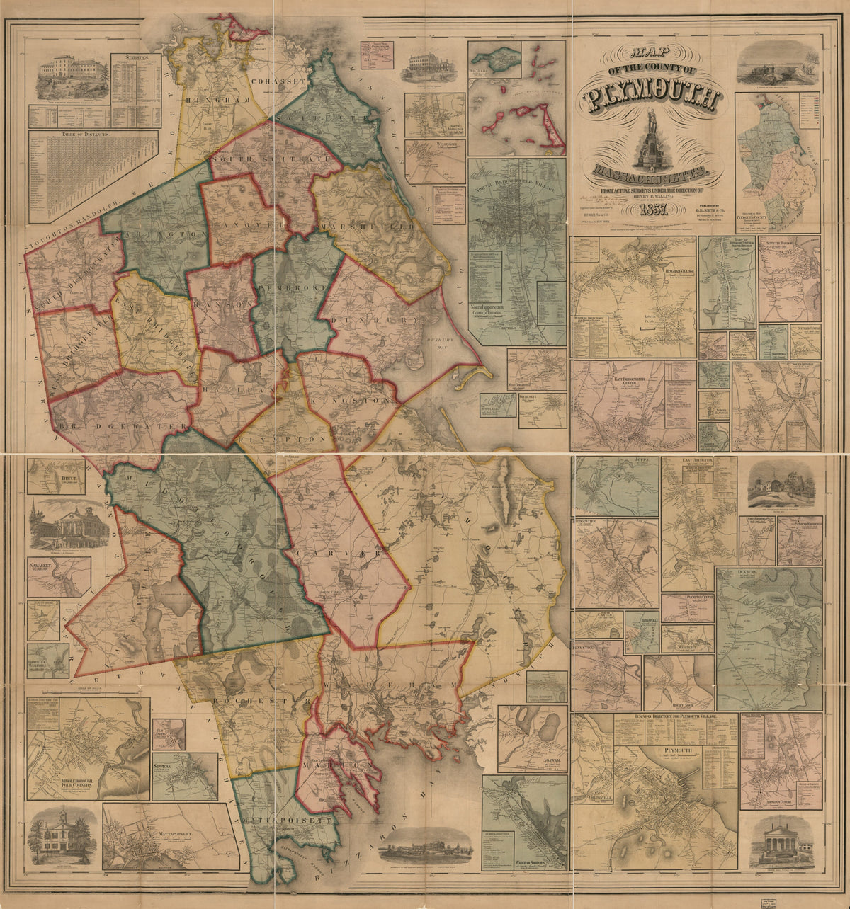 Map of the County of Plymouth, Massachusetts in 1857 by Relic Map Company