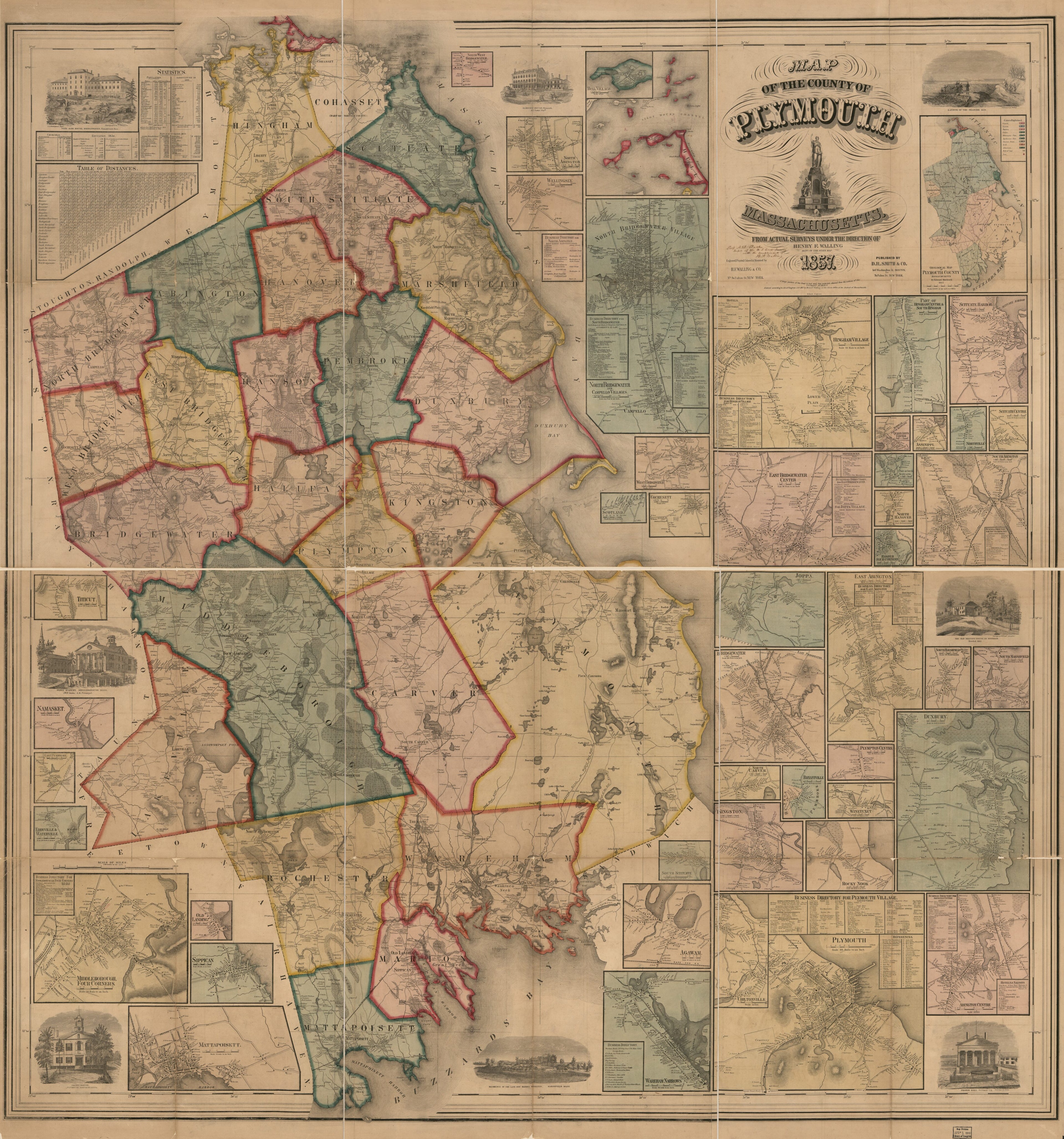 This old map of Map of the County of Plymouth, Massachusetts from 1857 was created by Henry Francis Walling in 1857