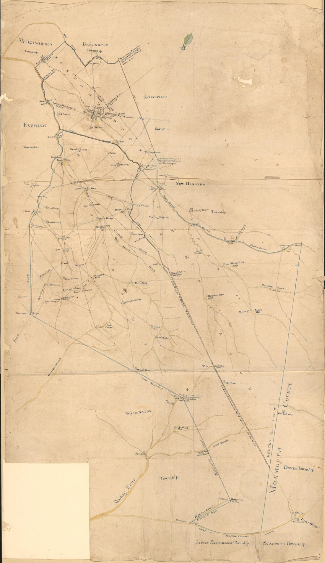 This old map of Content Map of Several Townships In the Southern Part of Burlington County, New Jersey from 1840 was created by  in 1840