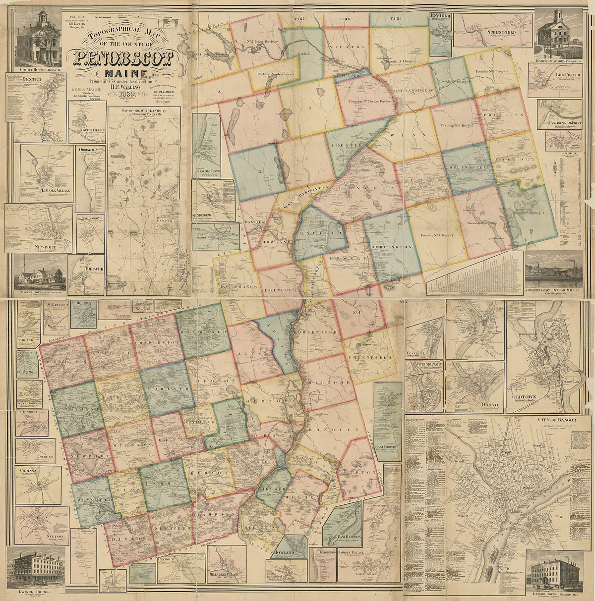 Topographical Map of the County of Penobscot, Maine in 1859 by Relic Map Company