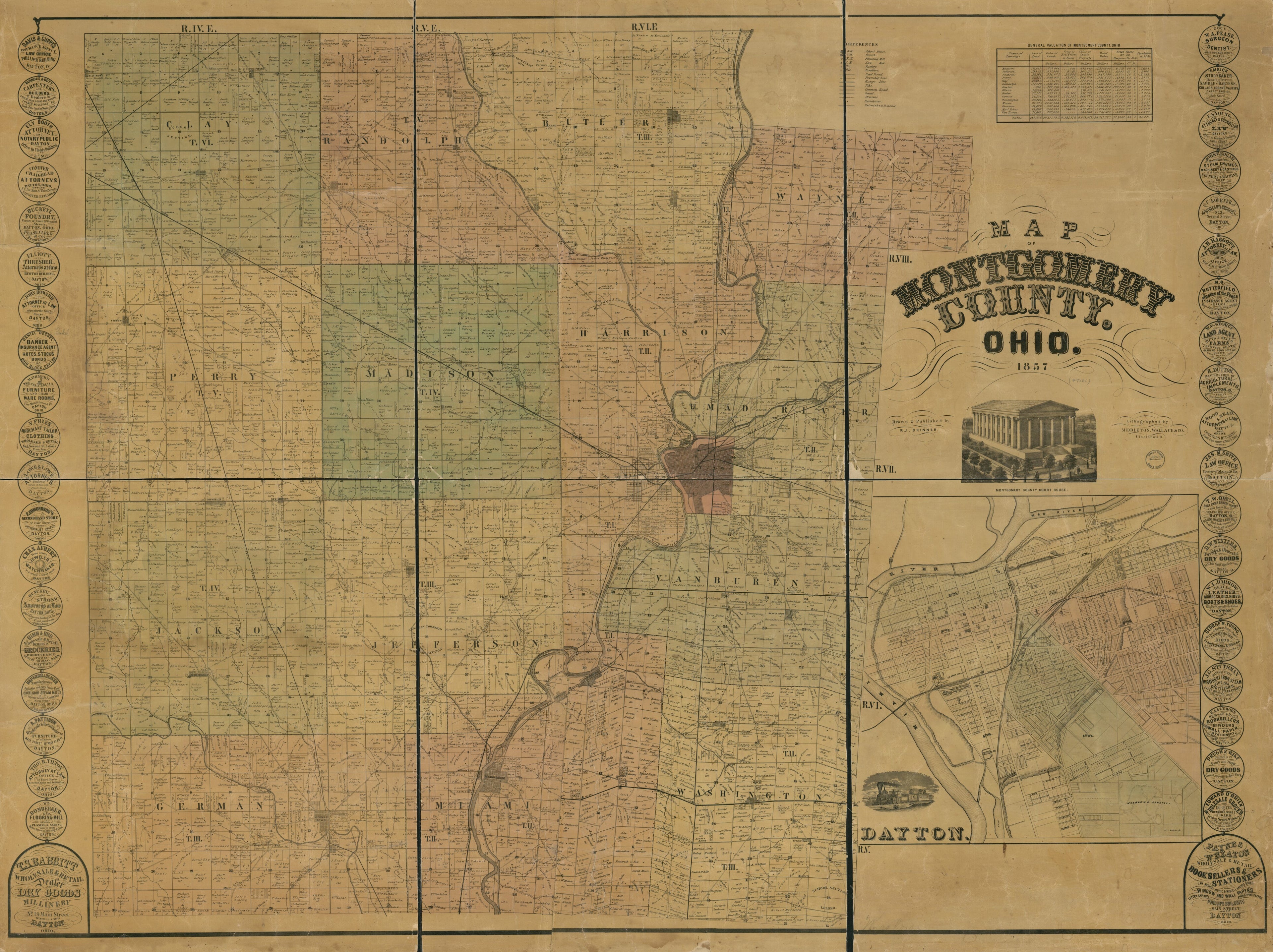 This old map of Map of Montgomery County, Ohio from 1857 was created by Wallace &amp; Co Middleton, Robert J. Skinner in 1857