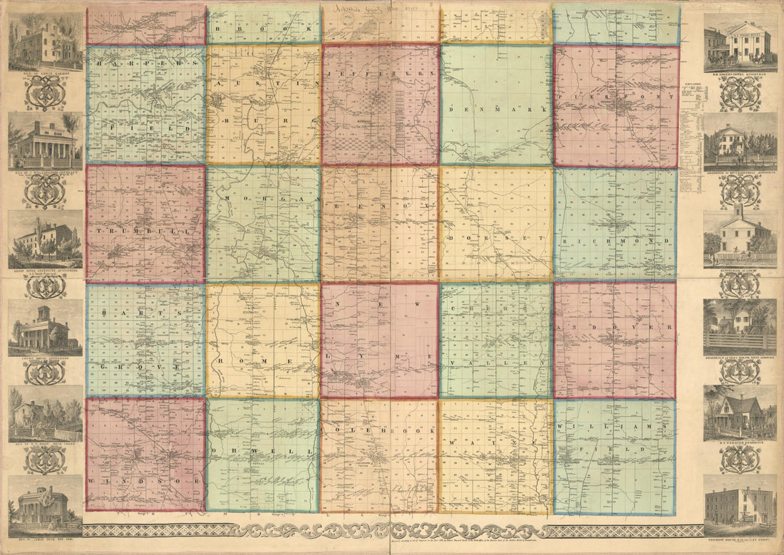 This old map of Ashtabula County, Ohio from 1856 was created by Robert Pearsall Smith in 1856