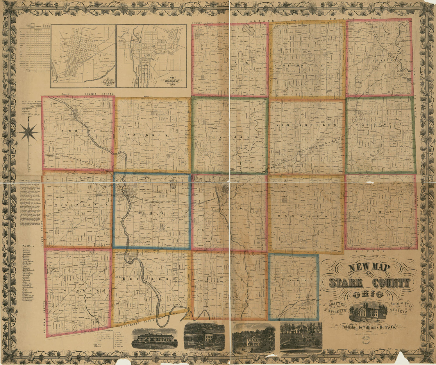 This old map of New Map of Stark County, Ohio from 1850 was created by William Schuchman in 1850